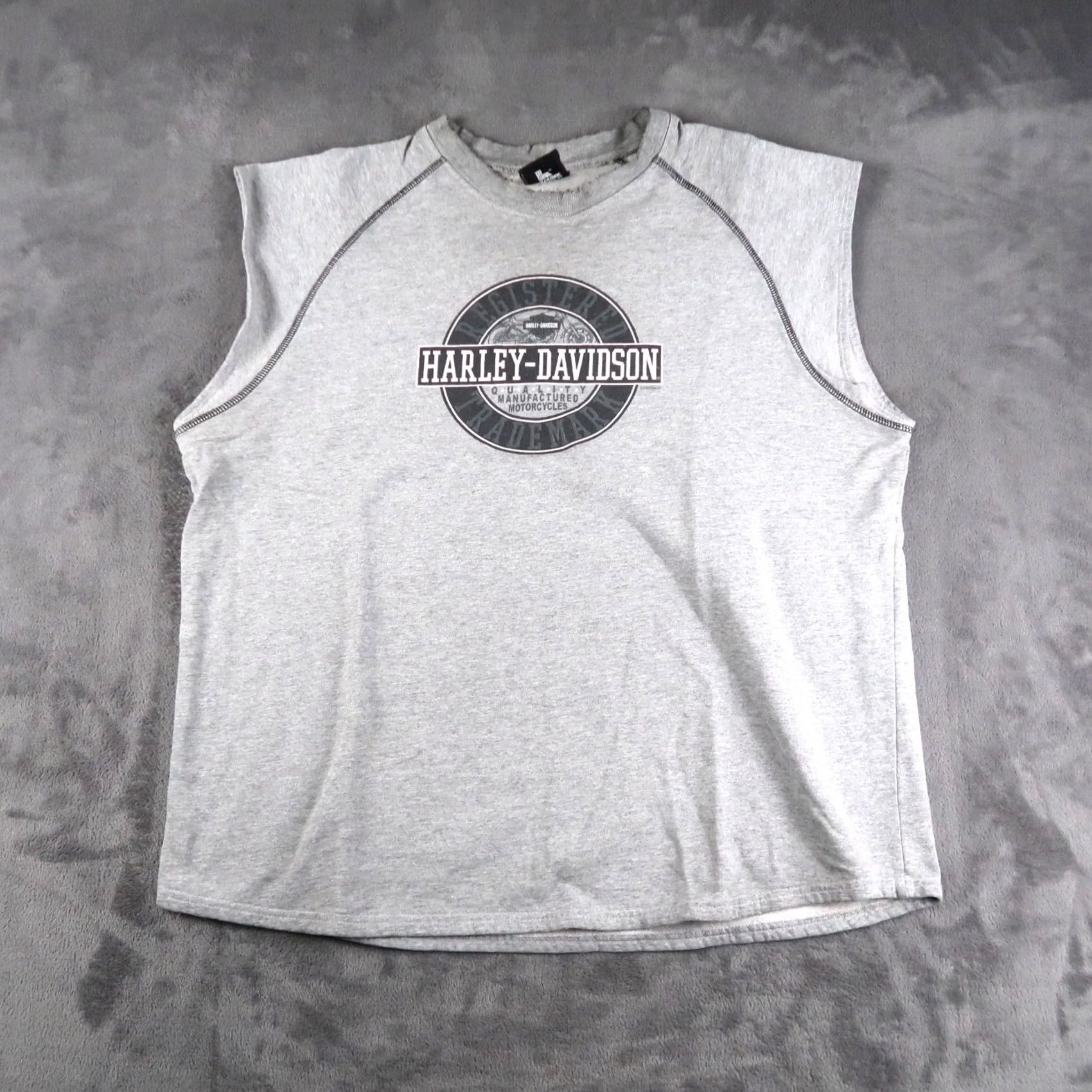 Harley Davidson VINTAGE Harley-Davidson T-Shirt Men L Gray Sleeveless Biker Crew Neck 2003 Y2K Logo Size US L / EU 52-54 / 3 - 2 Thumbnail