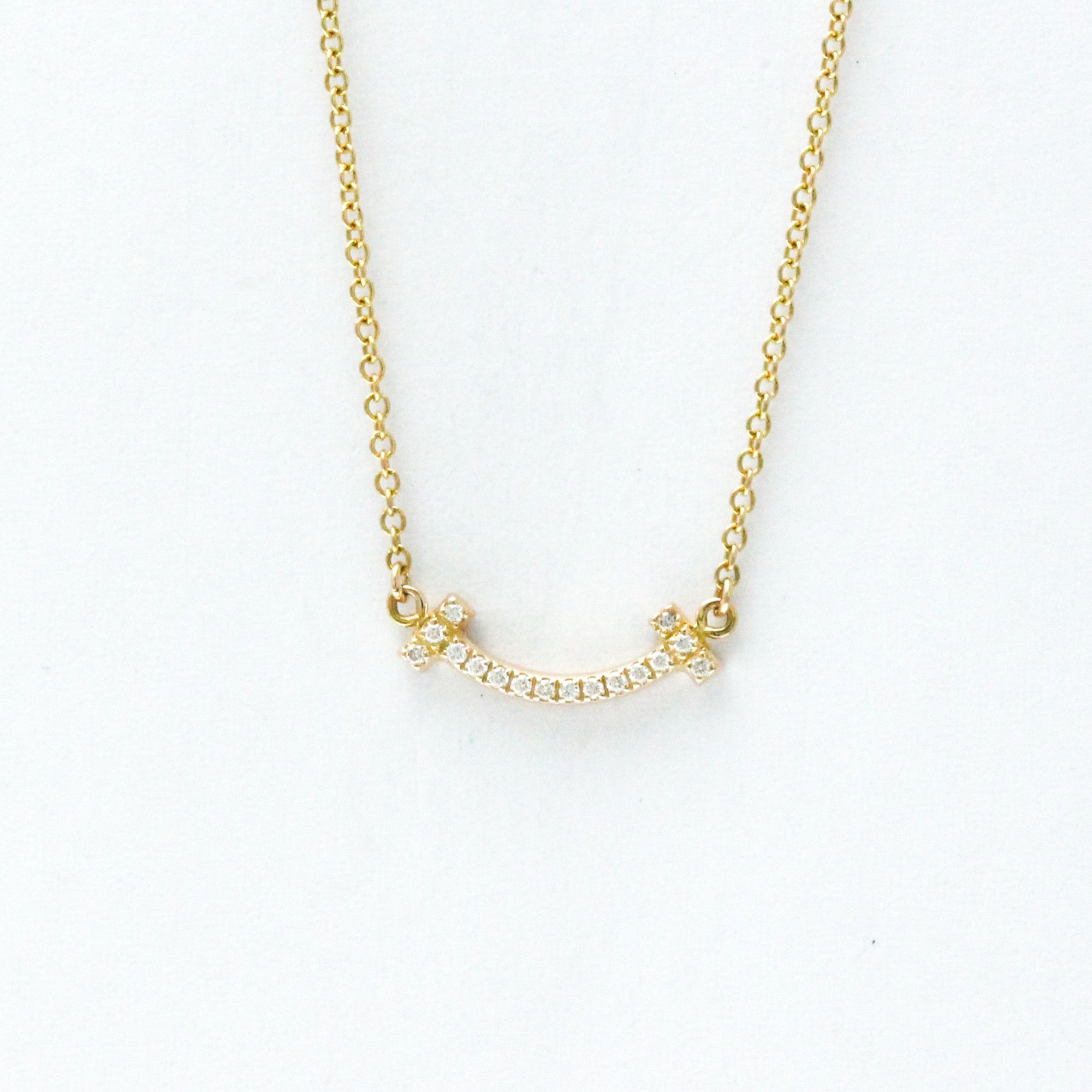 Tiffany T Smile Mini Diamond Necklace Pink Gold (18K) Diamond Men