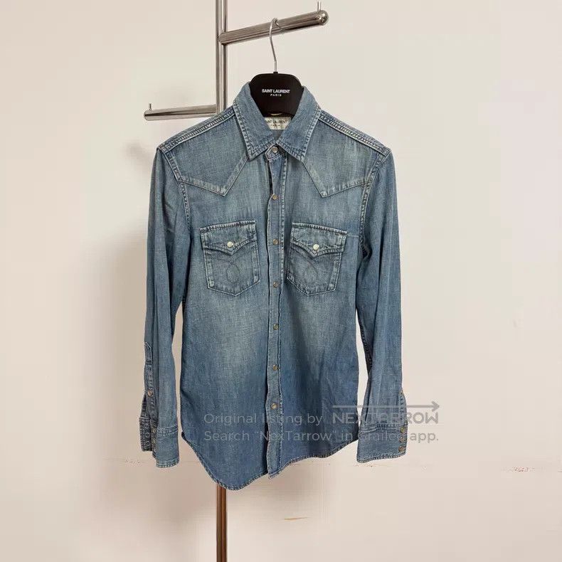 Saint Laurent Paris Saint Laurent Paris Double Pocket Denim Shirt i Size US S / EU 44-46 / 1 - 1 Thumbnail