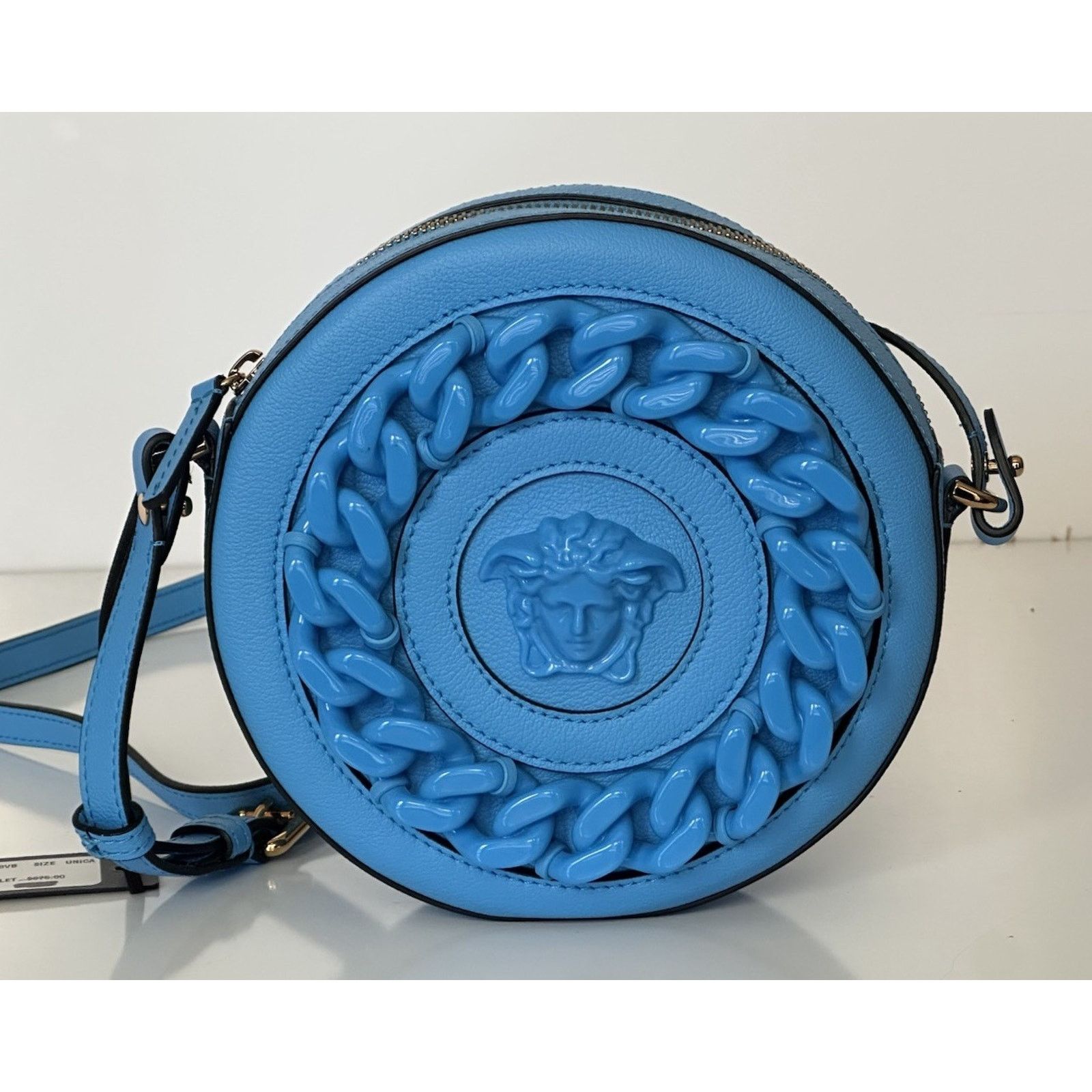 Versace Versace Medusa Head Leather Round Blue Crossbody Bag 1021602 Size ONE SIZE - 4 Thumbnail