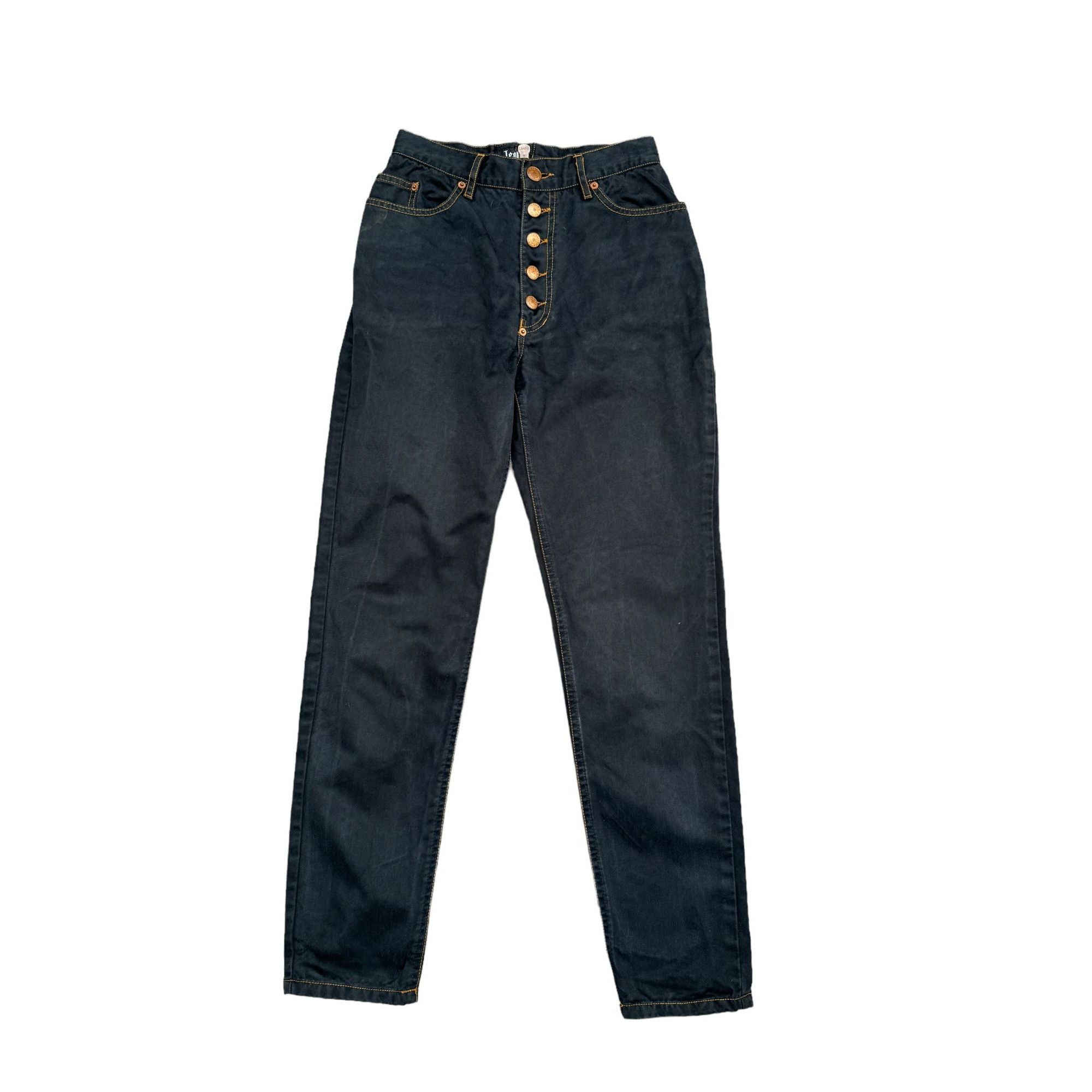 image of Jean Paul Gaultier High Waist Backzip Raw Denim Jeans in Dark Navy, Women's (Size 24)