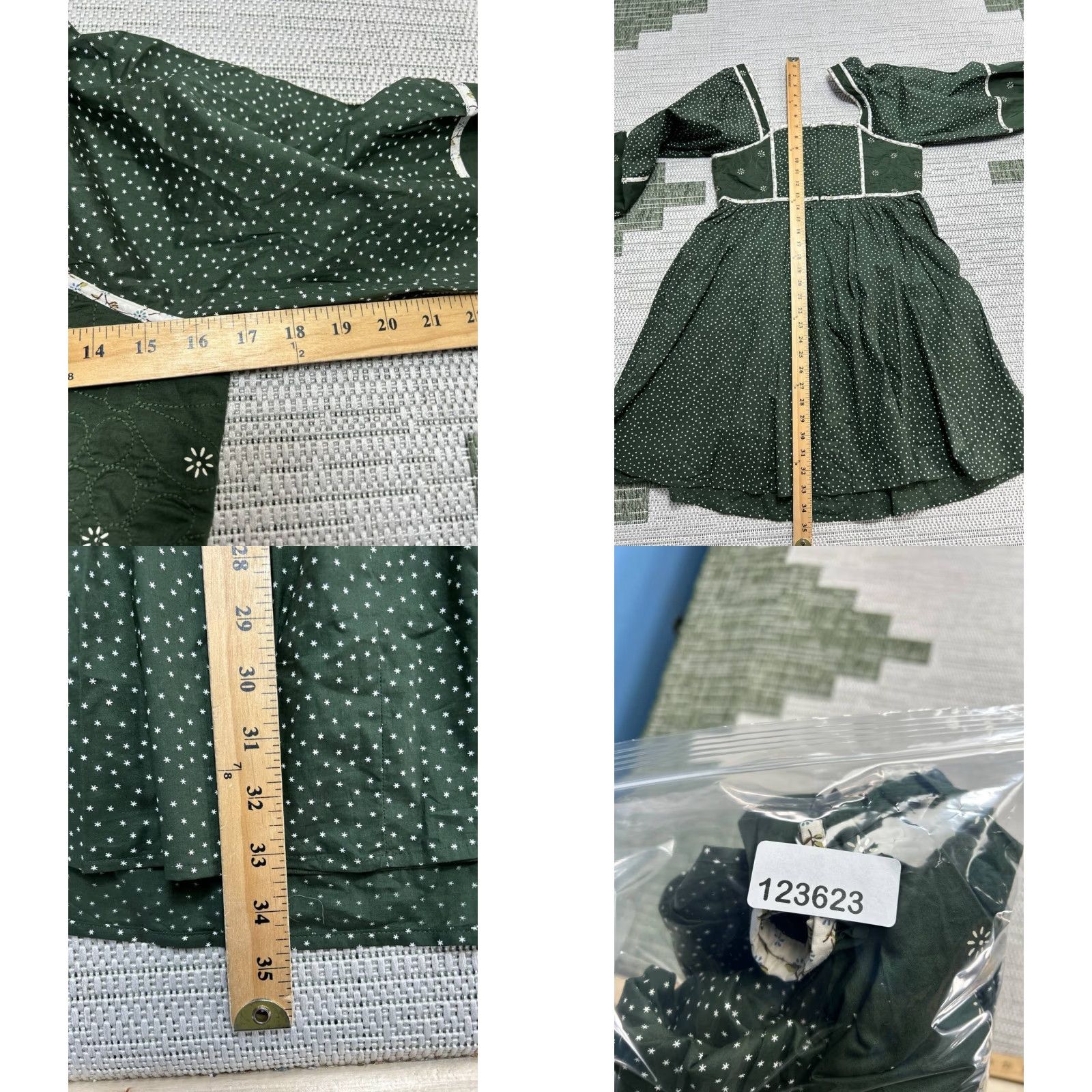 VINTAGE Madewell Floral Mix Square Neck Mini Dress Womens 4 Green Cotton  Puff Sleeve New