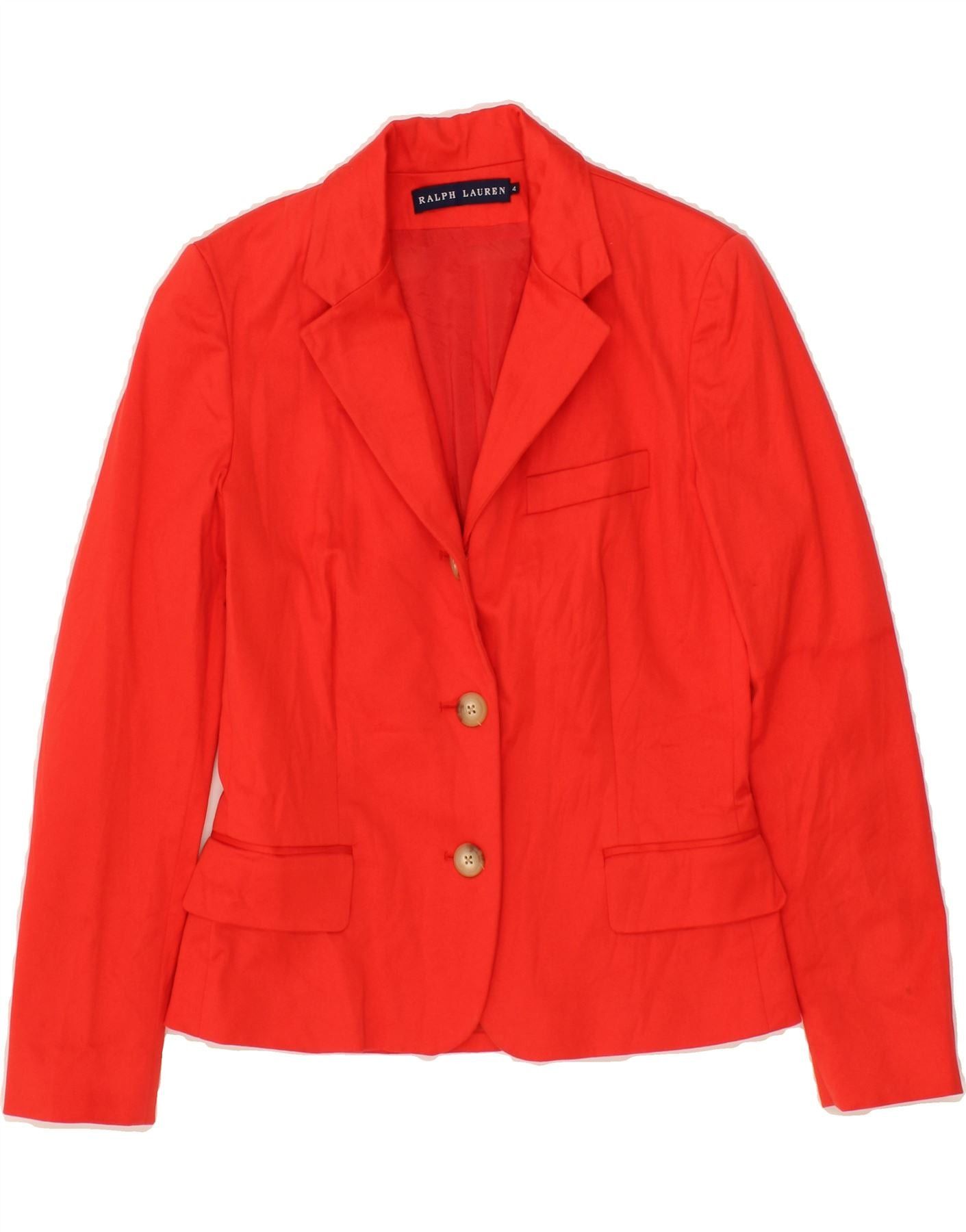 Ralph Lauren Womens 3 Button Blazer Jacket US 4 Small Red Cotton Size XS / US 0-2 / IT 36-38 - 1 Thumbnail