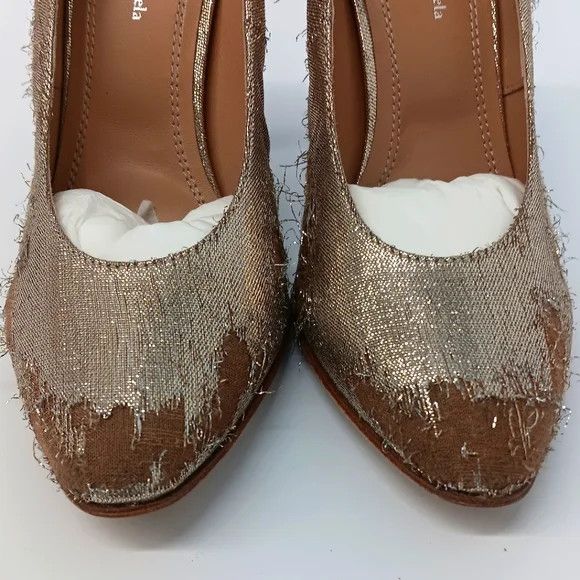 Maison Margiela Maison Margiela Women's Distressed Gold Metallic Pumps -EU39 Size US 9 / IT 39 - 8 Thumbnail