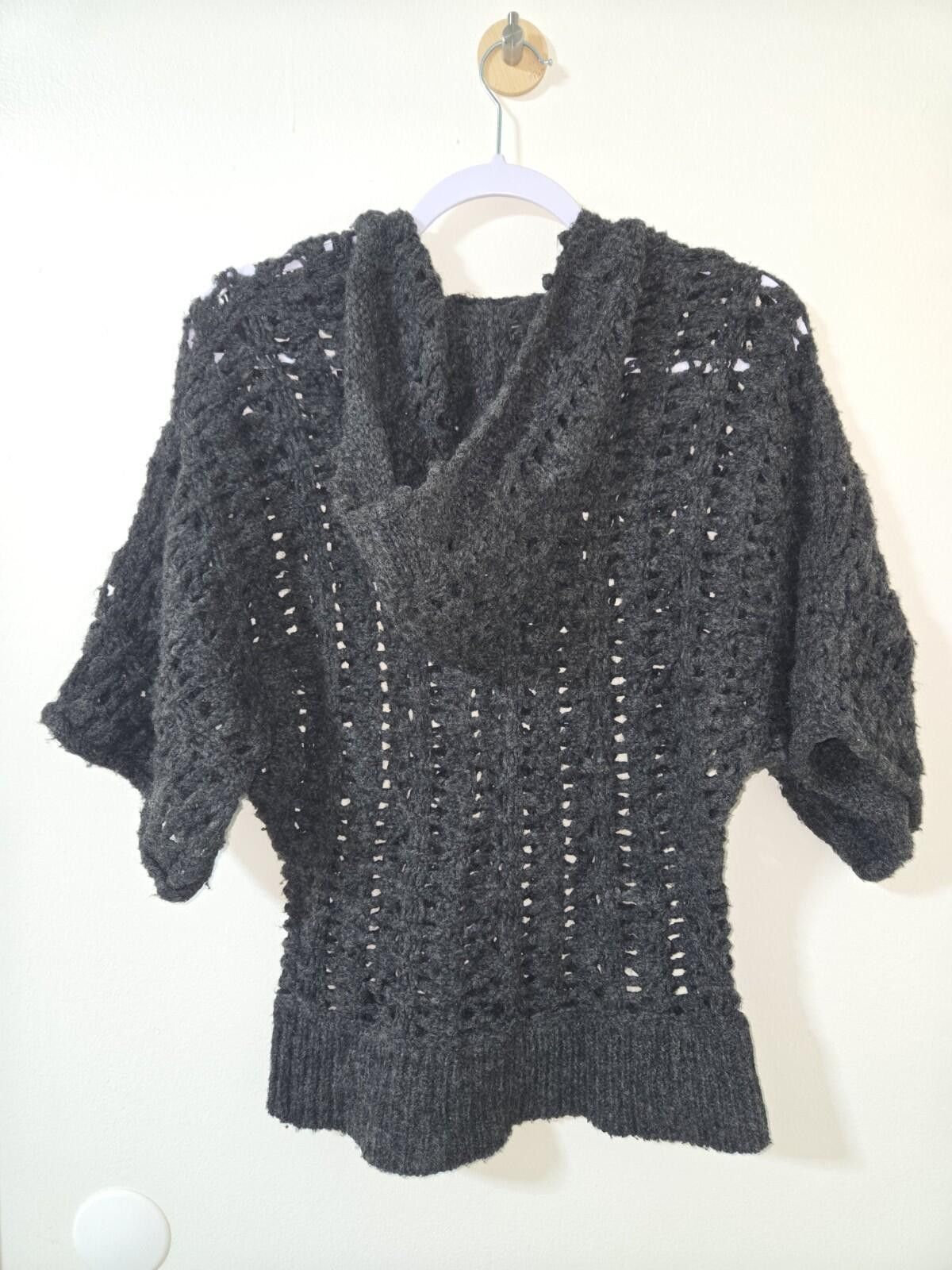 Free People Free People Women's Open Chunky Knit Hooded Gray Sweater Size S / US 4 / IT 40 - 2 Thumbnail