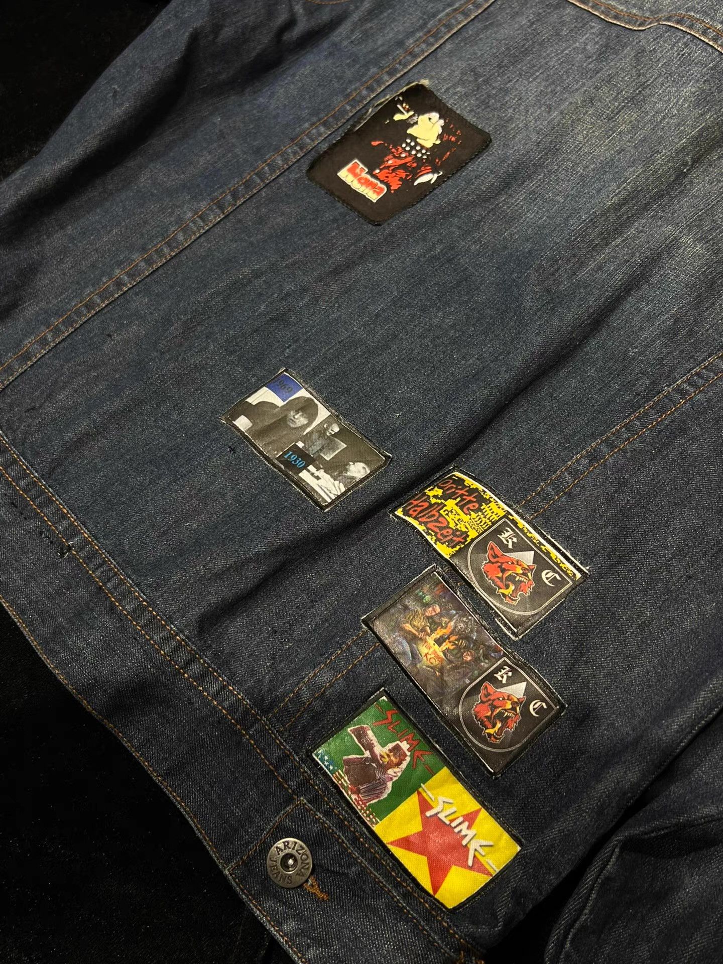 Vintage 90s Vintage Patchwork Denim Jacket Q13 Size US L / EU 52-54 / 3 - 6 Thumbnail