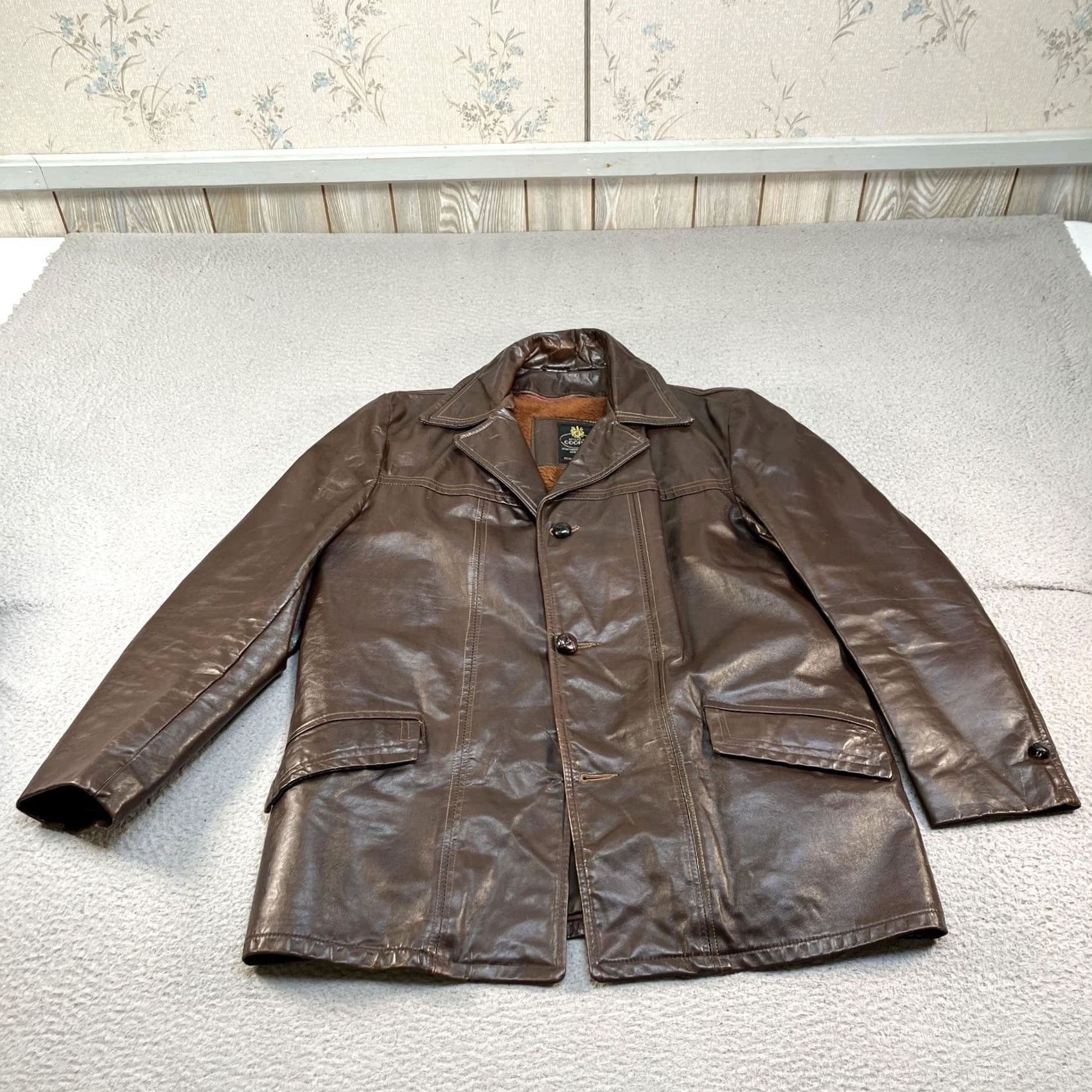Vintage VINTAGE Cooper Leather Coat Mens 42 Brown Faux Fur Lined Car 70s Old Money Size US XS / EU 42 / 0 - 2 Thumbnail