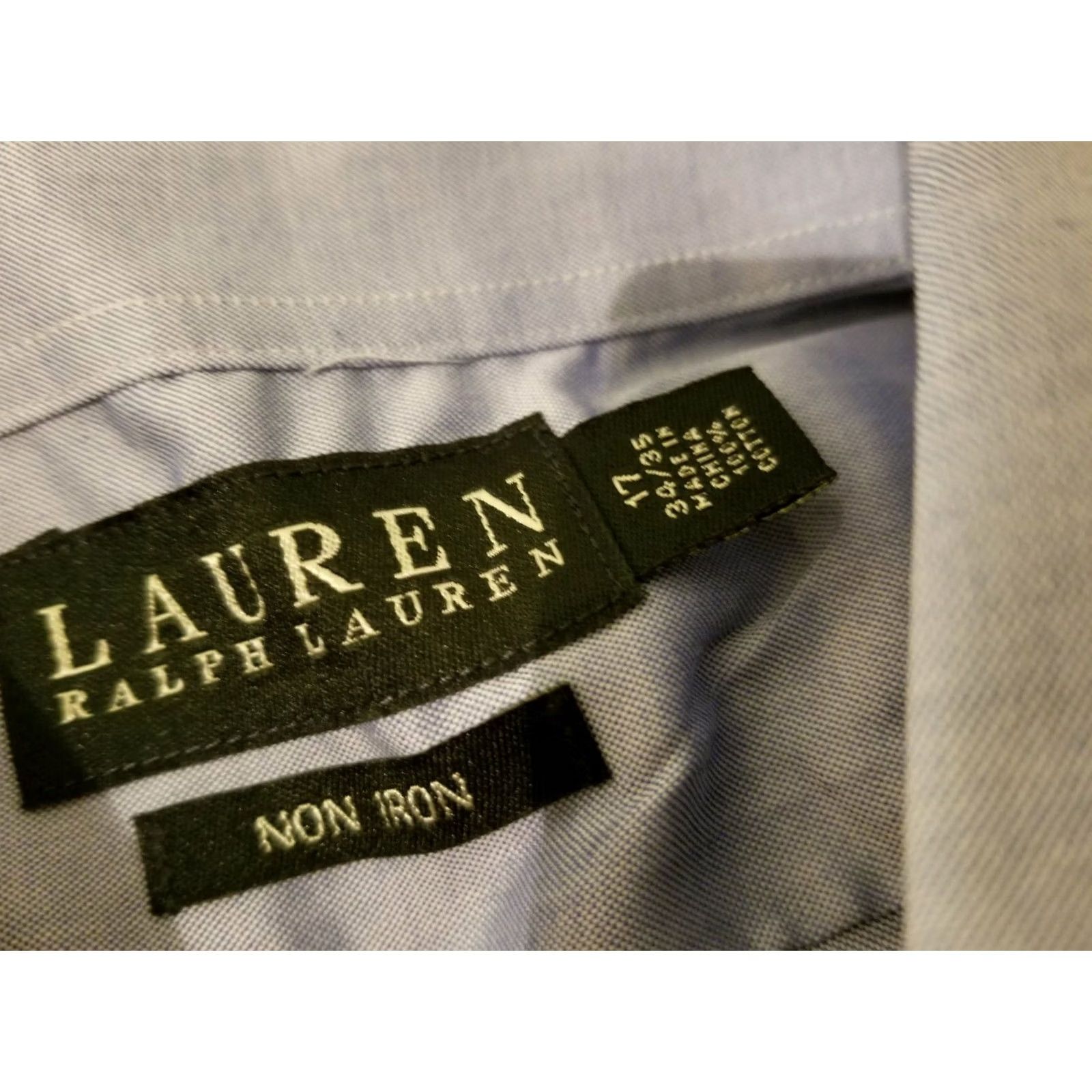Polo Ralph Lauren Mens Polo Ralph Lauren Dress Shirt Blue Button Cotton 17 34 35 Size 46R - 4 Thumbnail