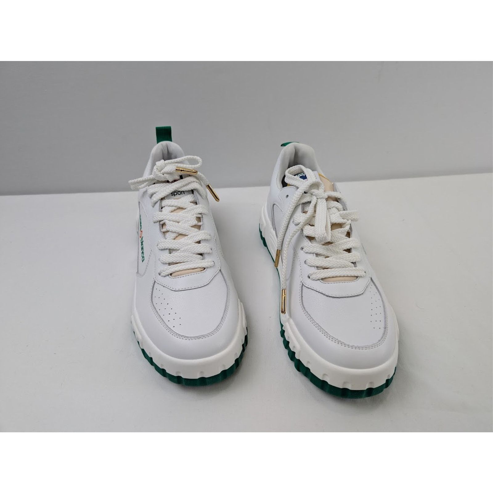 Casablanca o1rshd1 Leather Court Sneaker in White/Green Size US 13 / EU 46 - 6 Thumbnail