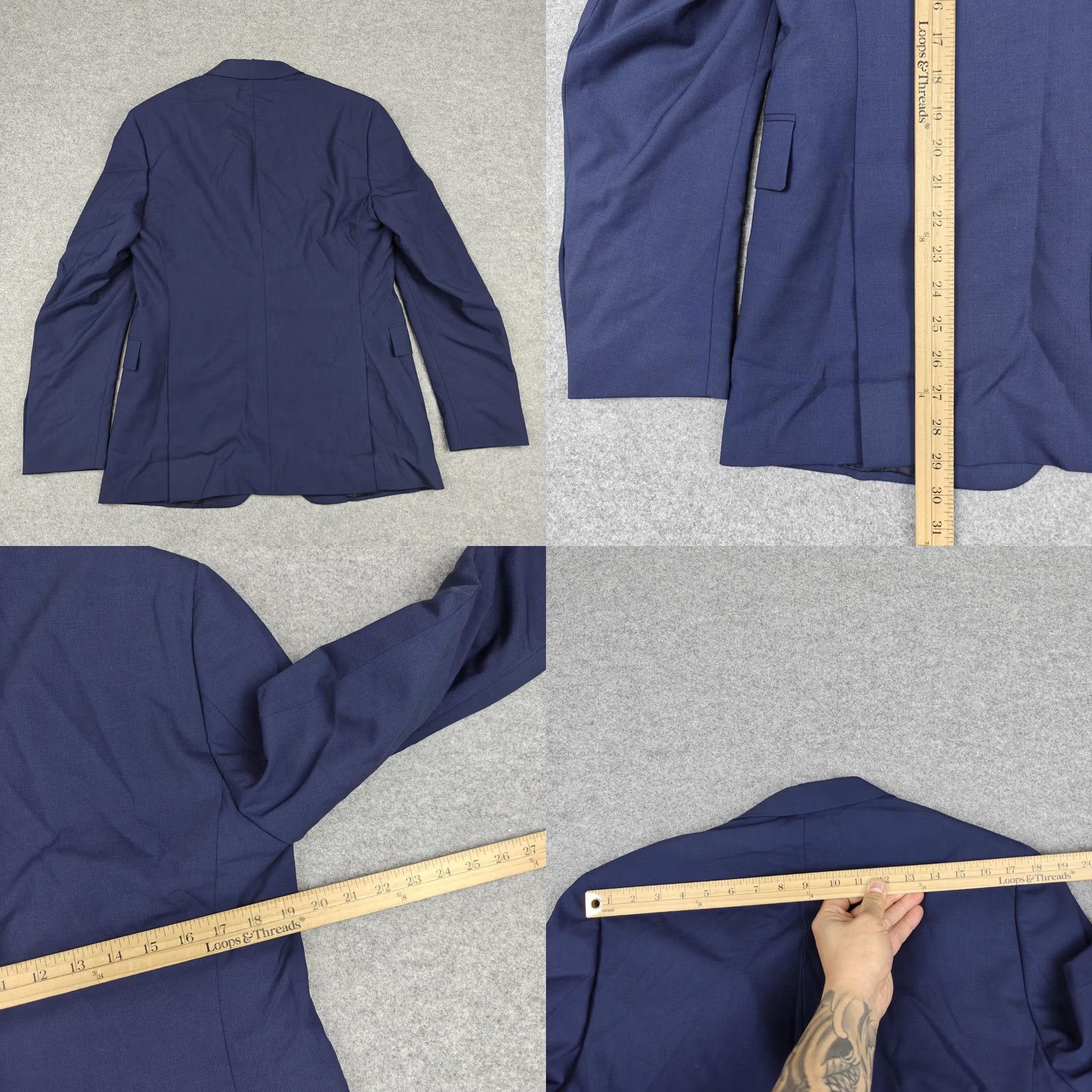 Theory Theory Mens Blazer 40R Blue Wool Stretch Suit Jacket Two Button Notch Lapel Size 40R - 8 Thumbnail