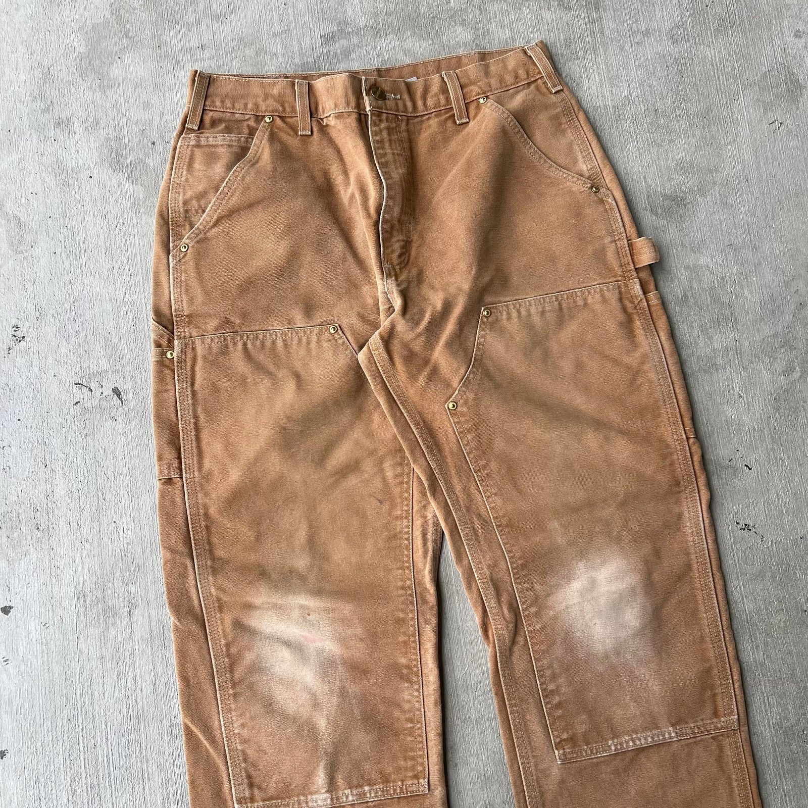 Carhartt × Vintage Carhartt brown faded double knee work wear carpenter pants Size US 31 - 2 Thumbnail