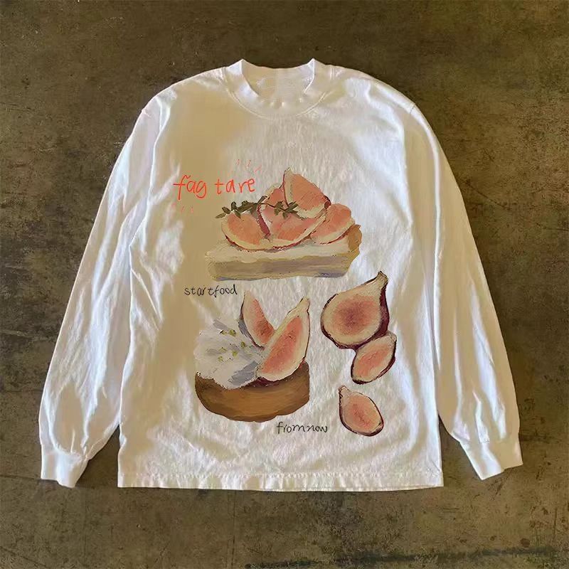 Vintage White washed vintage fig cake print long-sleeved t-shirt Size US M / EU 48-50 / 2 - 1 Thumbnail