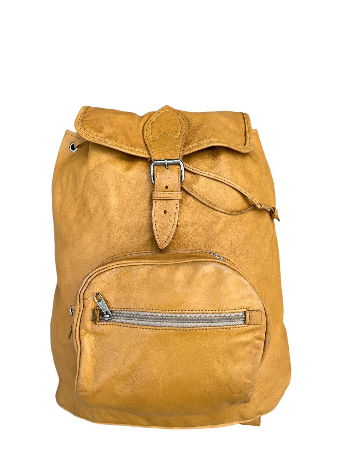 Leather Vintage Unknown Japan Brand Patina Leather Backpack Bag Size ONE SIZE - 5 Thumbnail