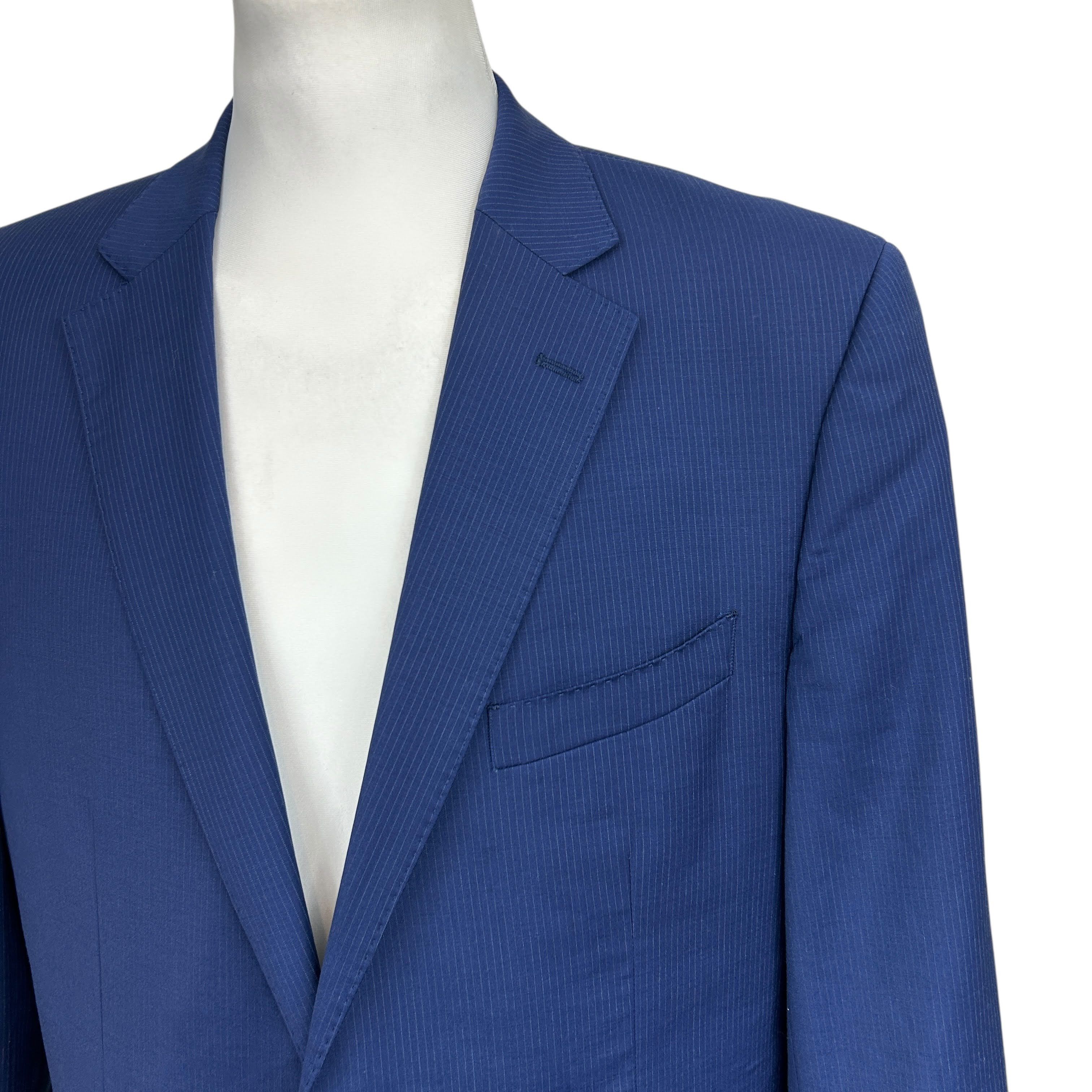 Boggi Boggi Milano Pure Wool 120s Blue Striped Regular Blazer 52 Size 46R - 3 Thumbnail
