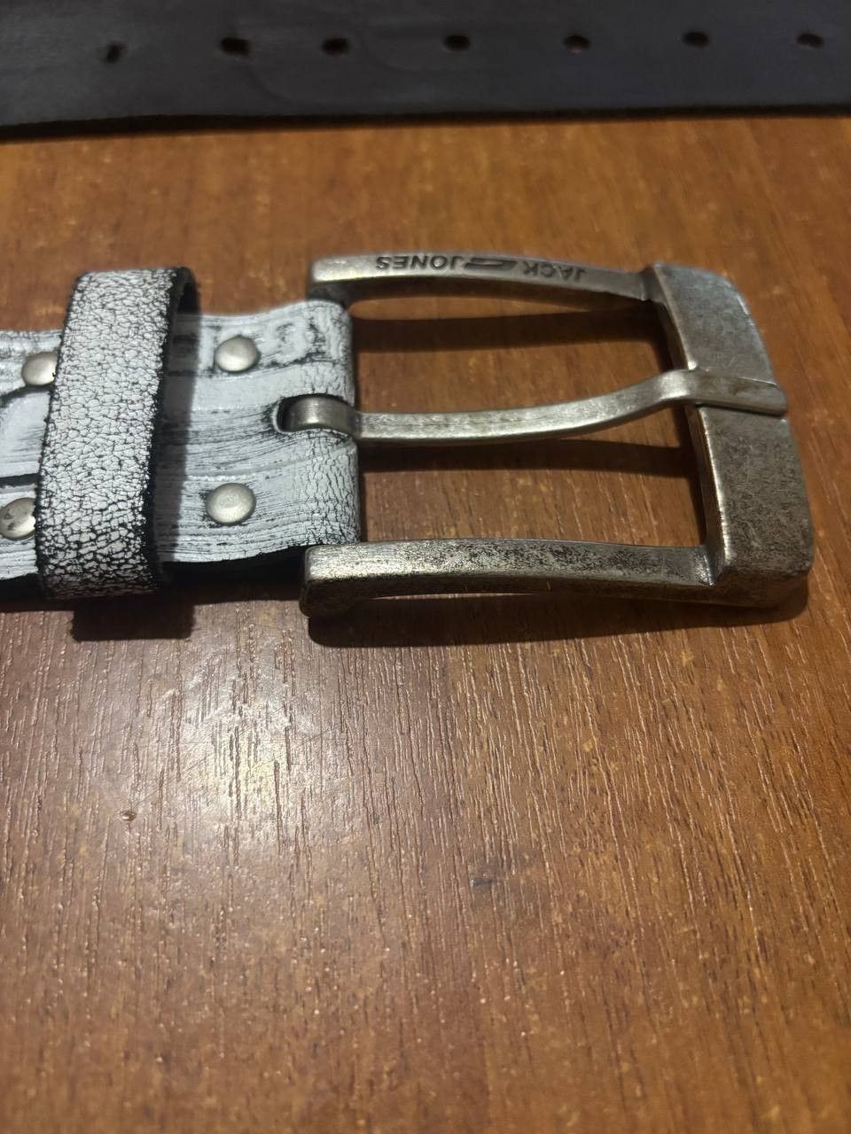 Jack & Jones Jack & Jones Logo Leather Belt – Distressed Grey – Size 95 Size 32 - 6 Thumbnail
