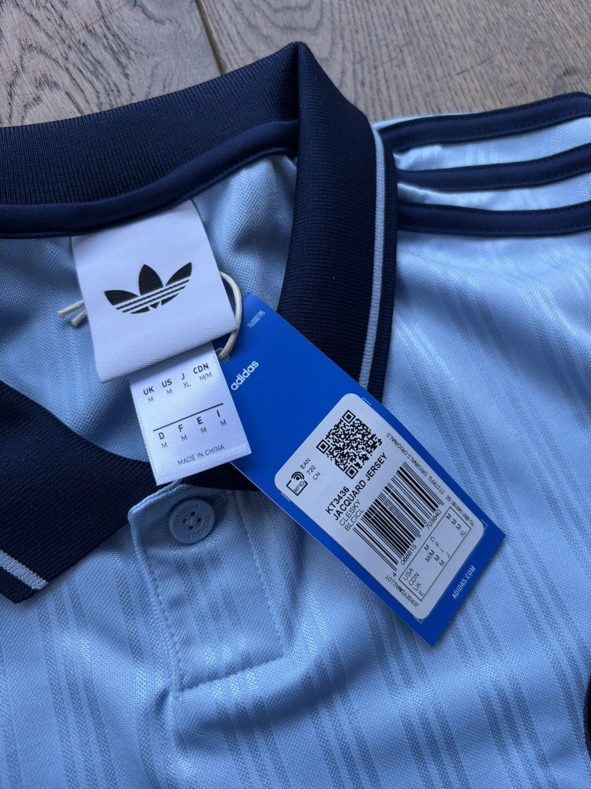 Adidas X Oasis Tour Jacquard Jersey Blue Size Medium new
