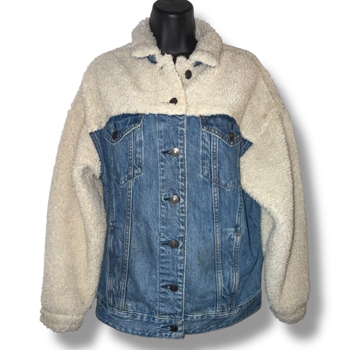 American Eagle Outfitters American Eagle Sherpa fleece denim jacket Size XS / US 0-2 / IT 36-38 - 3 Thumbnail