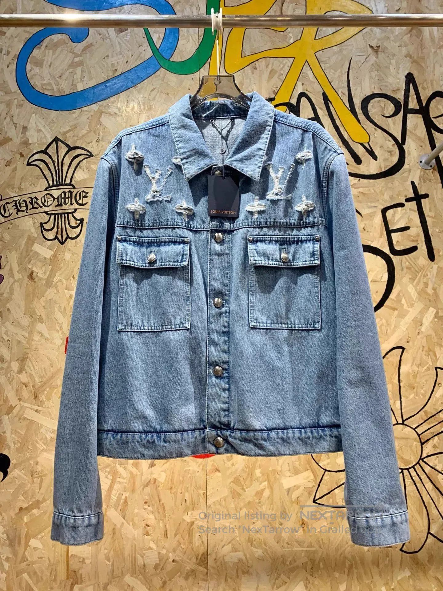 Louis Vuitton Blue Denim Jacket with Distressed Accents. Size US XXL / EU 58 / 5 - 1 Thumbnail