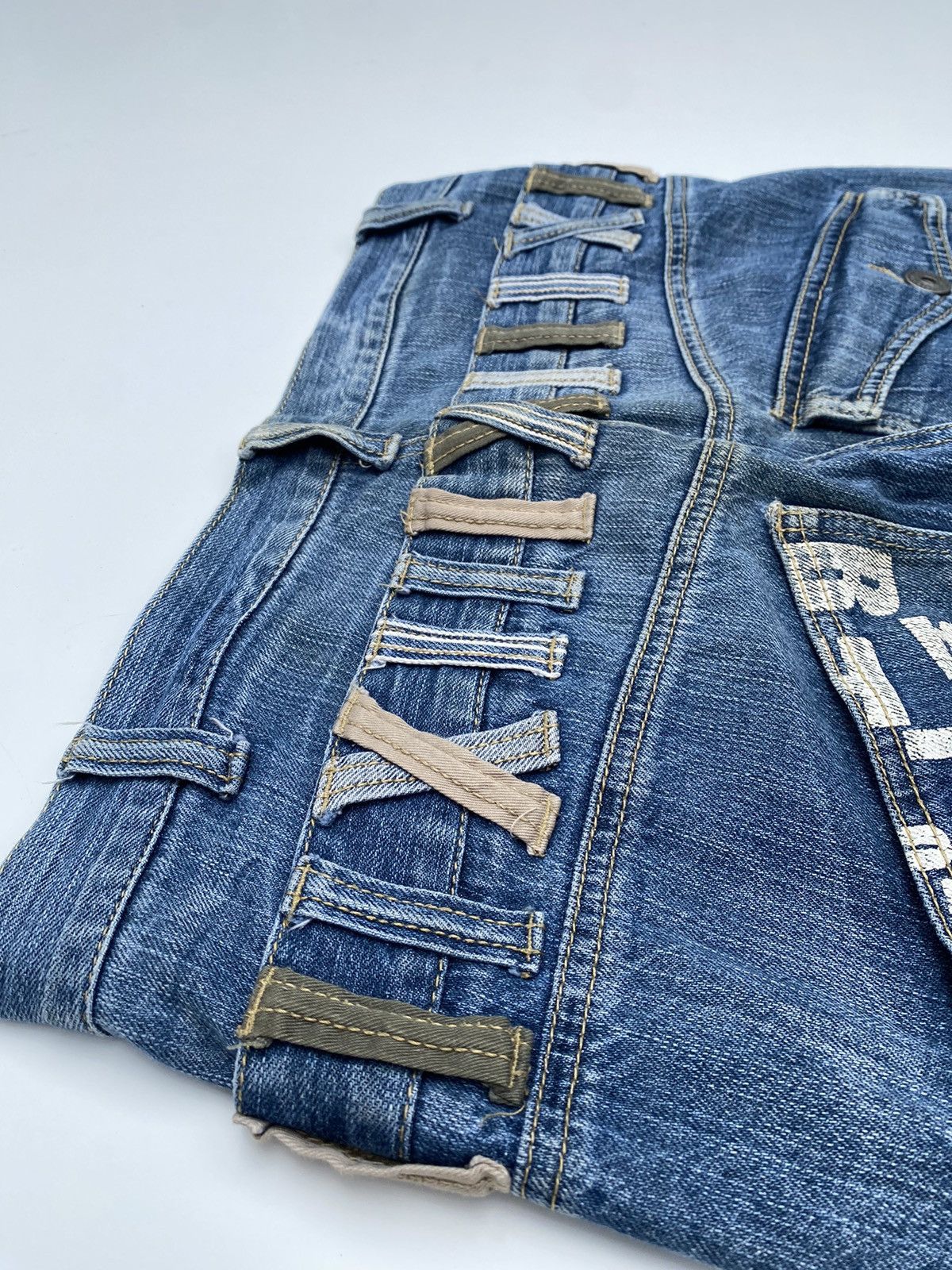 Japanese Brand Vtg Denim Double Waist Blue Flared Size US 35 - 8 Thumbnail