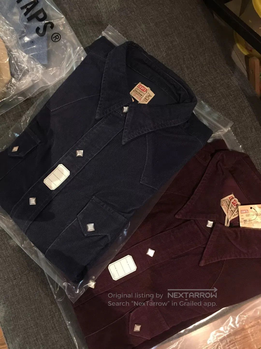 Levi's Vintage Clothing levi's lvc corduroy shirt in navy and wine. Size US L / EU 52-54 / 3 - 6 Thumbnail