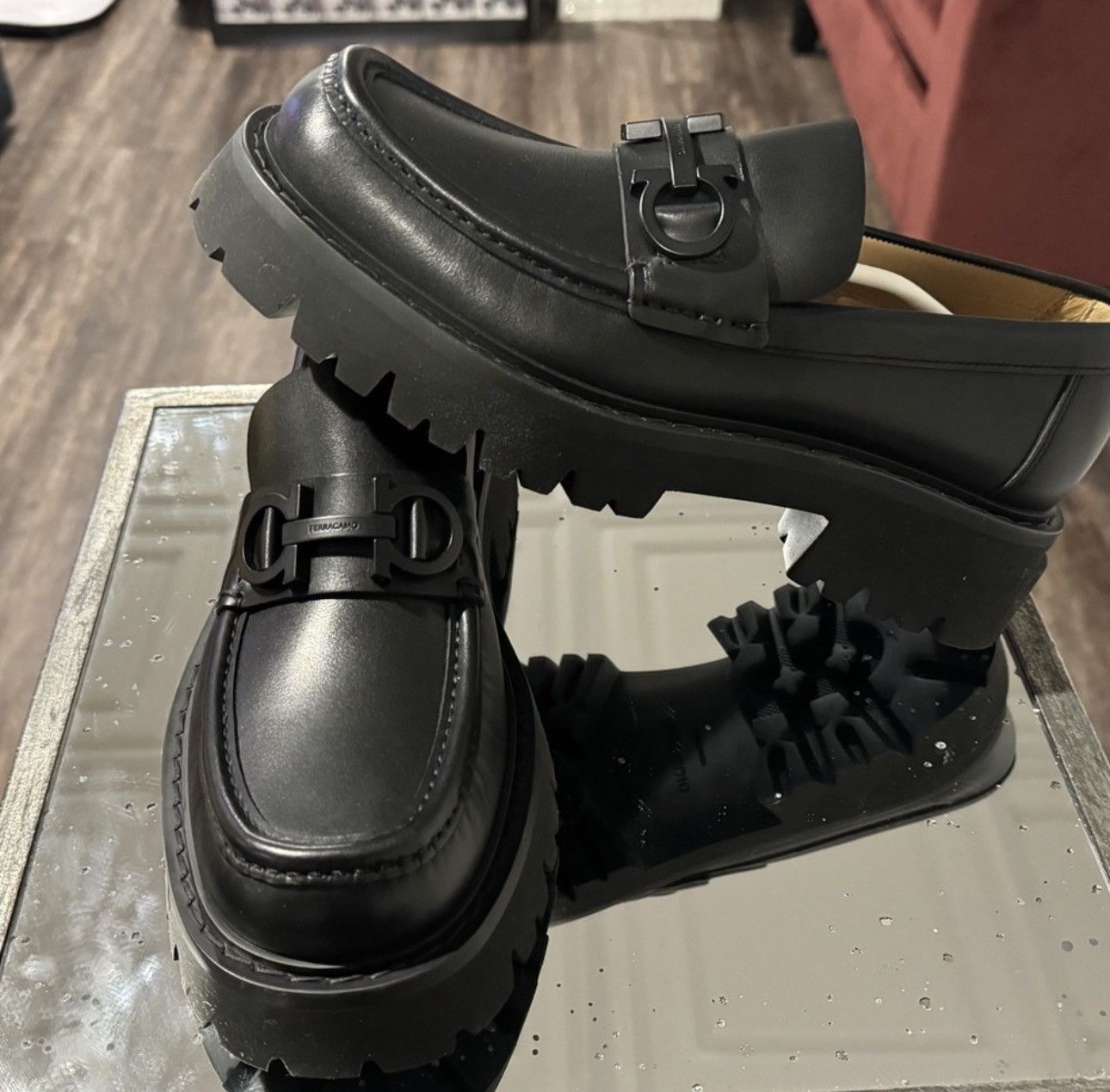 Salvatore Ferragamo Florian Leather Lug-Sole Platform Loafers Size US 8.5 / EU 41-42 - 7 Thumbnail