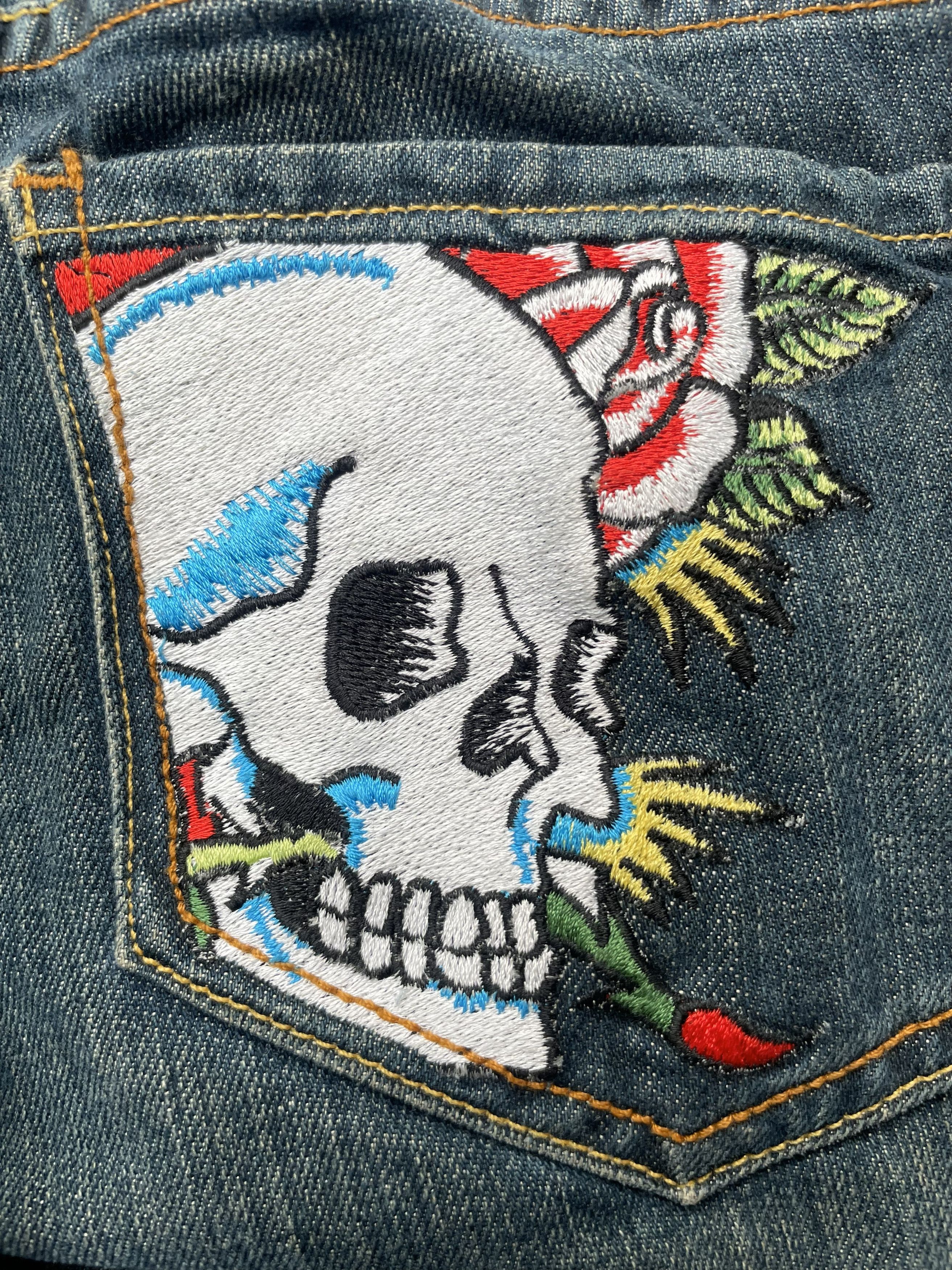 Ed Hardy Ed Hardy by Christian Audiger Skull Emboiderey Denim Size 30" / US 8 / IT 44 - 11 Thumbnail