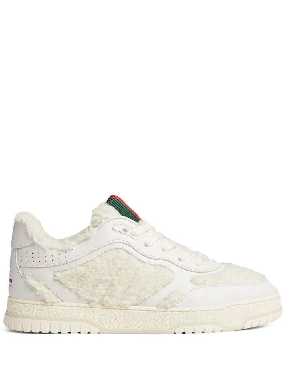 Web-detail sneakers in shearling white