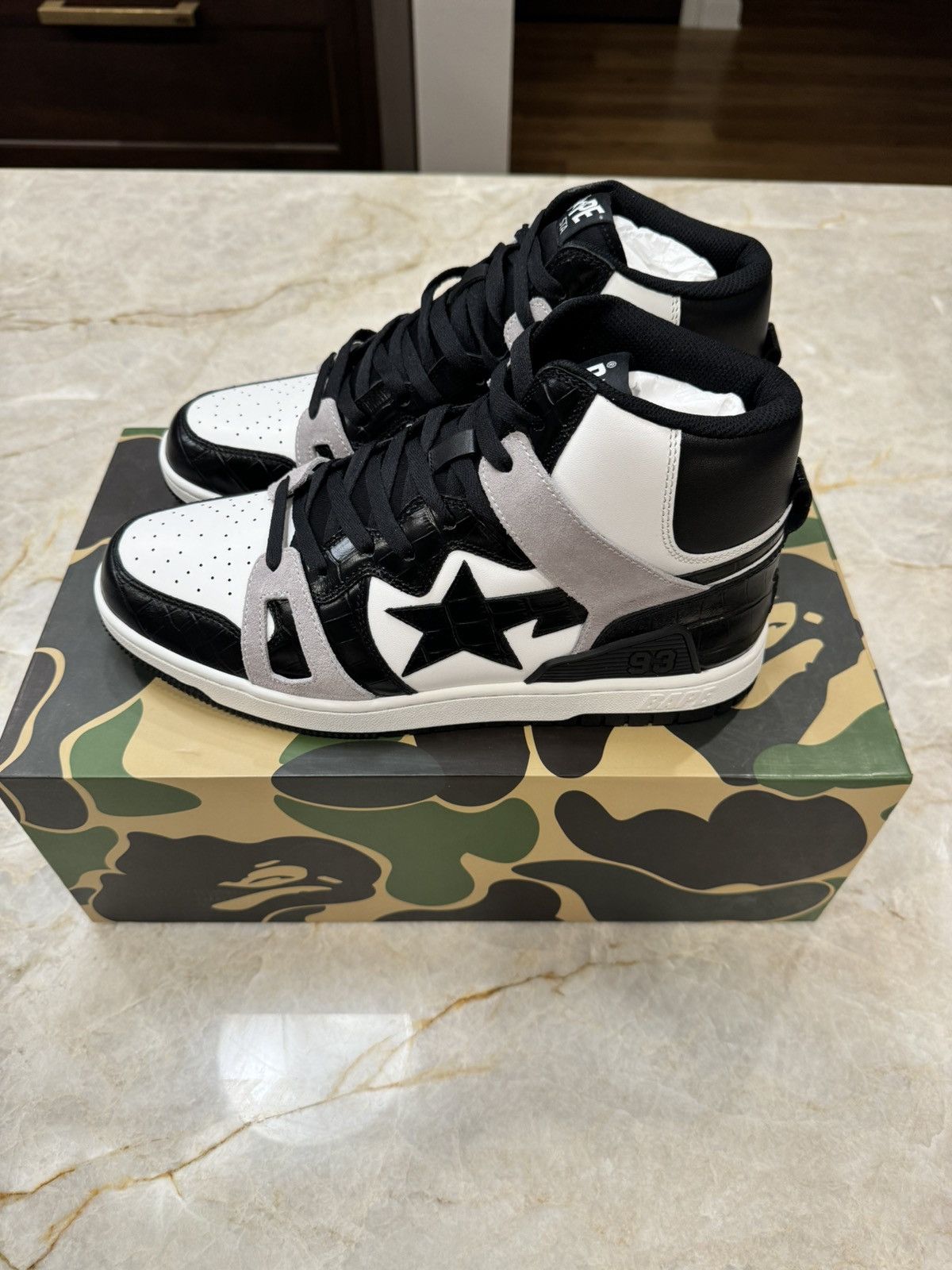 Bape Bape Court Sta High "BLACK WHITE" - Size 12 Size US 12 / EU 45 - 3 Thumbnail