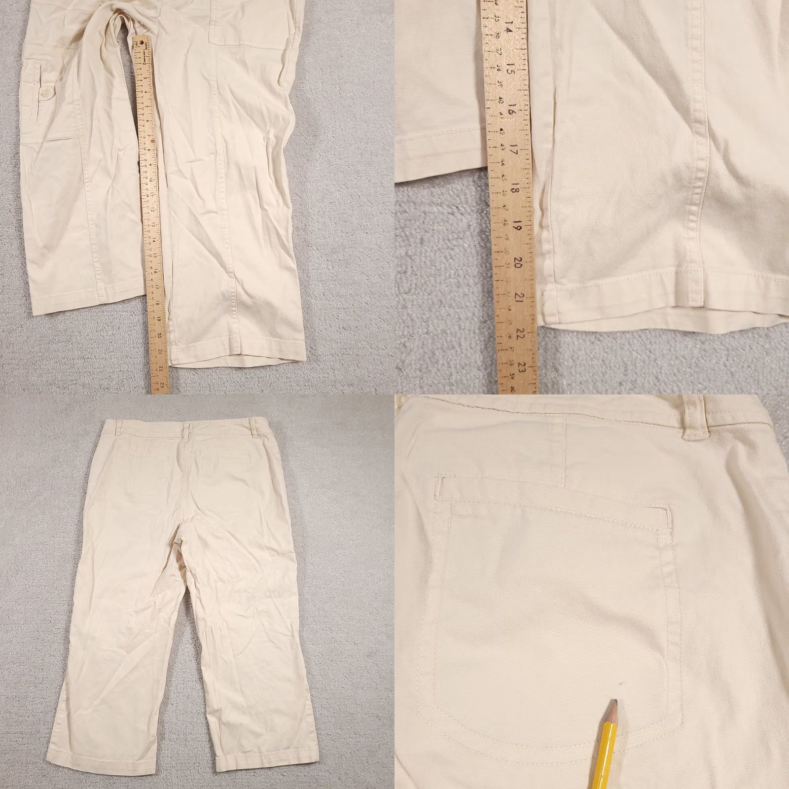 Vintage St Johns Bay Pants Womens 12 Beige Stretch Cargo Capri Cropped Casual Outdoors Size 34" / US 12 / IT 48 - 9 Thumbnail