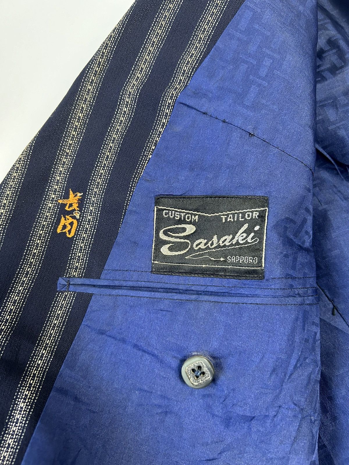Japanese Brand CUSTOM TAILOR GEISHA SASAKI SAPPORO STRIPE BLAZER Size 38R - 7 Thumbnail