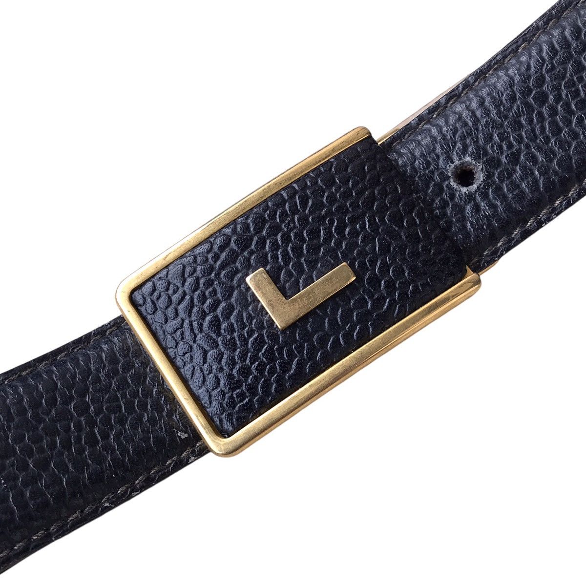 Designer × Lancel Lancel Paris Vintage L Logo Leather Designer Belt Size 36 - 2 Thumbnail