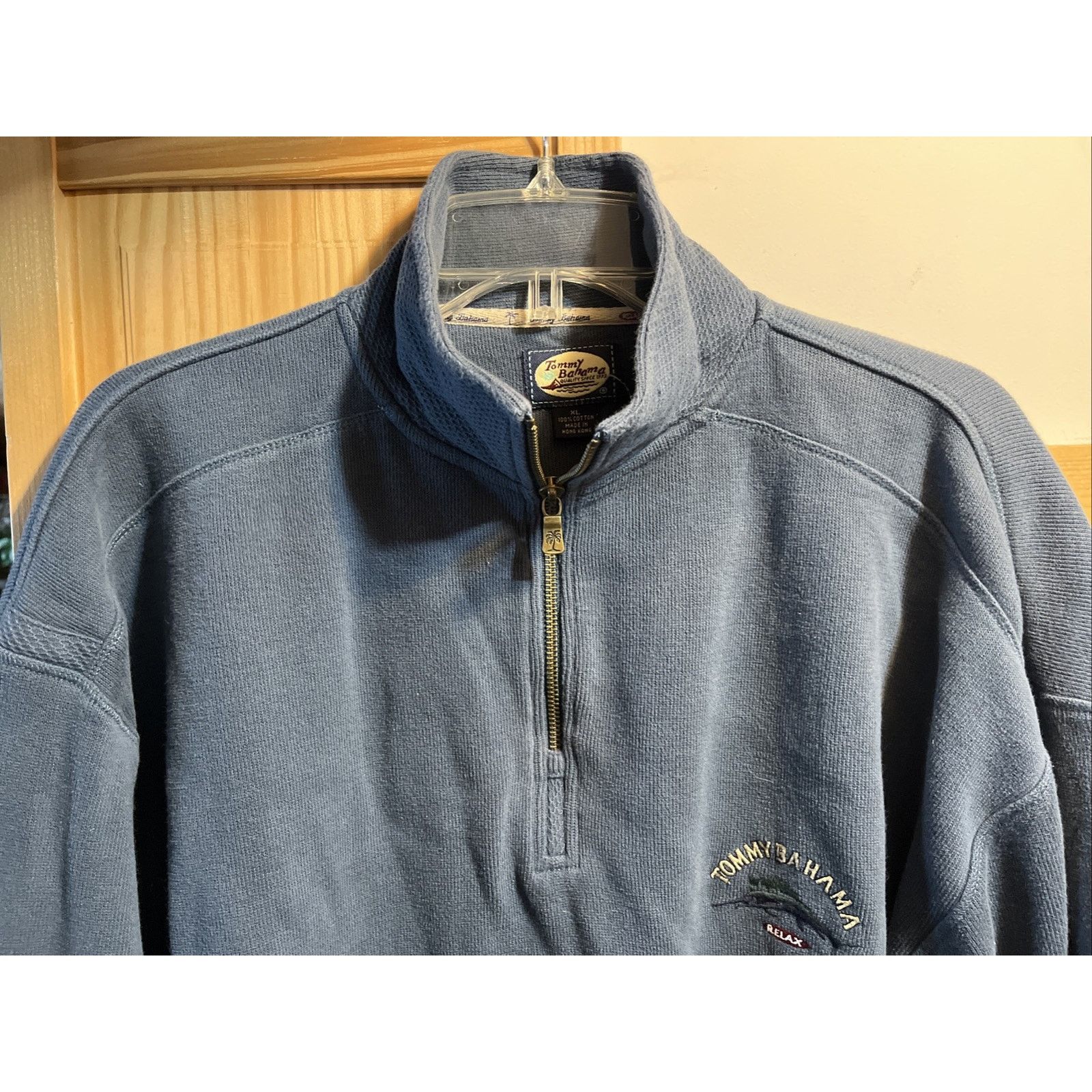 Tommy Bahama Tommy Bahama Men’s Classic 1/4 Zip Sweater XL Blue Cotton LS Size US XL / EU 56 / 4 - 5 Thumbnail