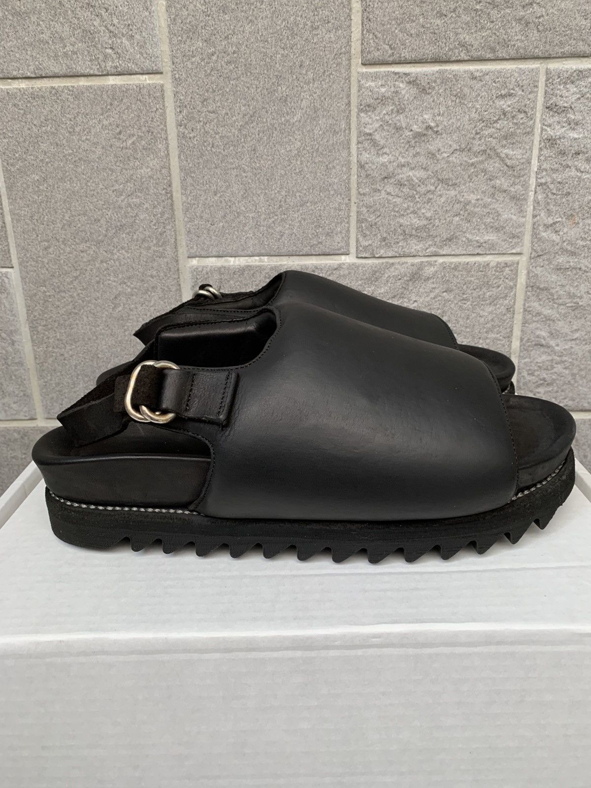 Guidi BRK04 BLACK WIDE BAND FLAT SANDALS Size US 11 / EU 44 - 5 Thumbnail