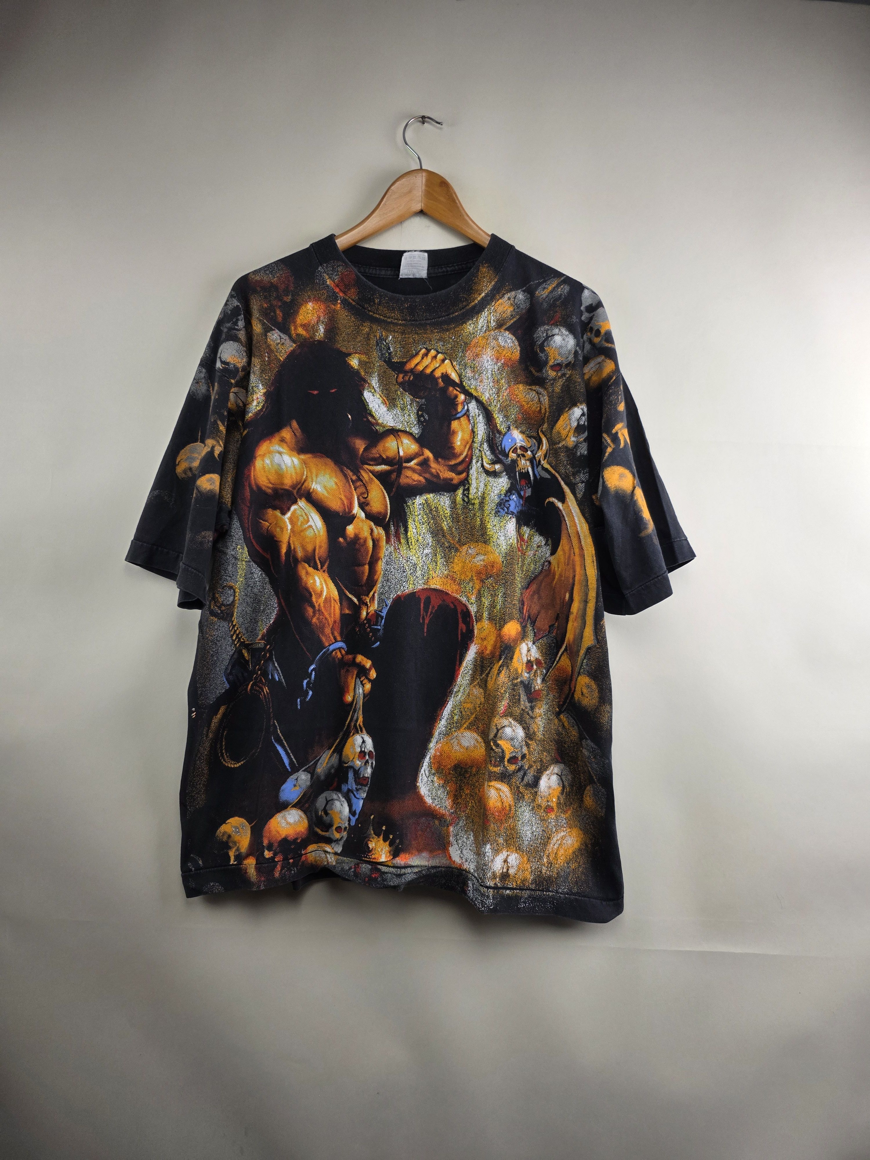 Band Tees × Vintage 90s Manowar All over print XL 24" 29.5" Size US XL / EU 56 / 4 - 2 Thumbnail