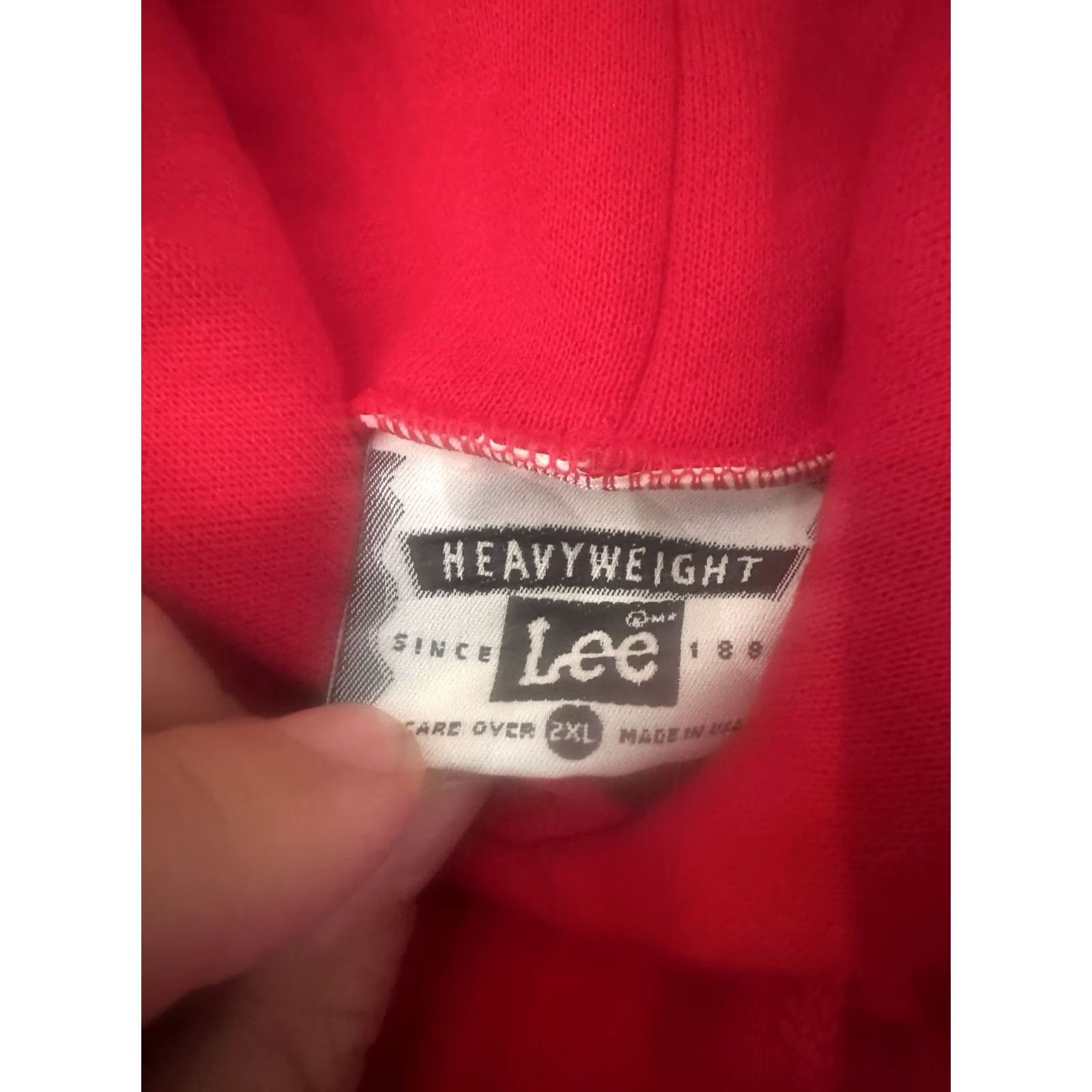 Lee VINTAGE Lee Heavyweight Hoodie Sweatshirt Pullover Red 2XL Made in USA Mens Large Blank USA 2XL Hoodie Size US XXL / EU 58 / 5 - 3 Thumbnail
