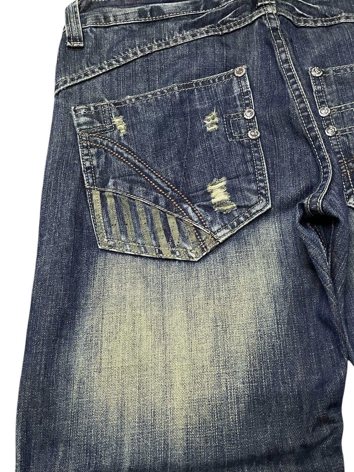 Japanese Brand Lemans Japan Asymmetrical Panel Heavy Stitch Boro Jeans Size US 32 / EU 48 - 21 Thumbnail