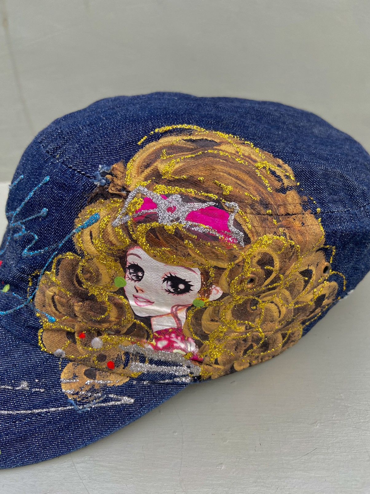 Beauty Beast 2000s princess painting denim patrol hat Size ONE SIZE - 5 Thumbnail