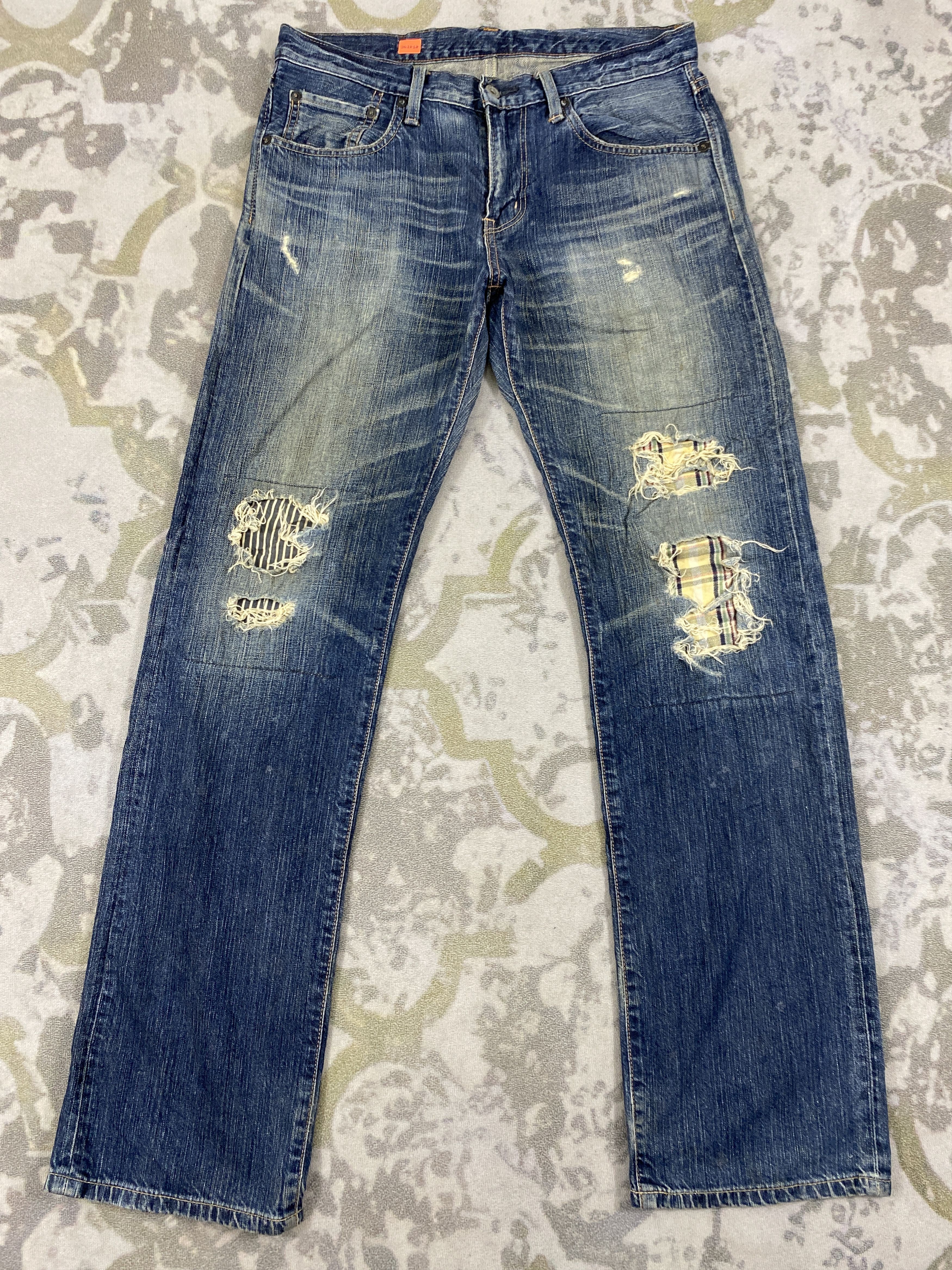 If Six Was Nine Blue Distressed Vintage Edwin Jeans 33x33 Denim- JN3828 Size US 33 - 1 Thumbnail
