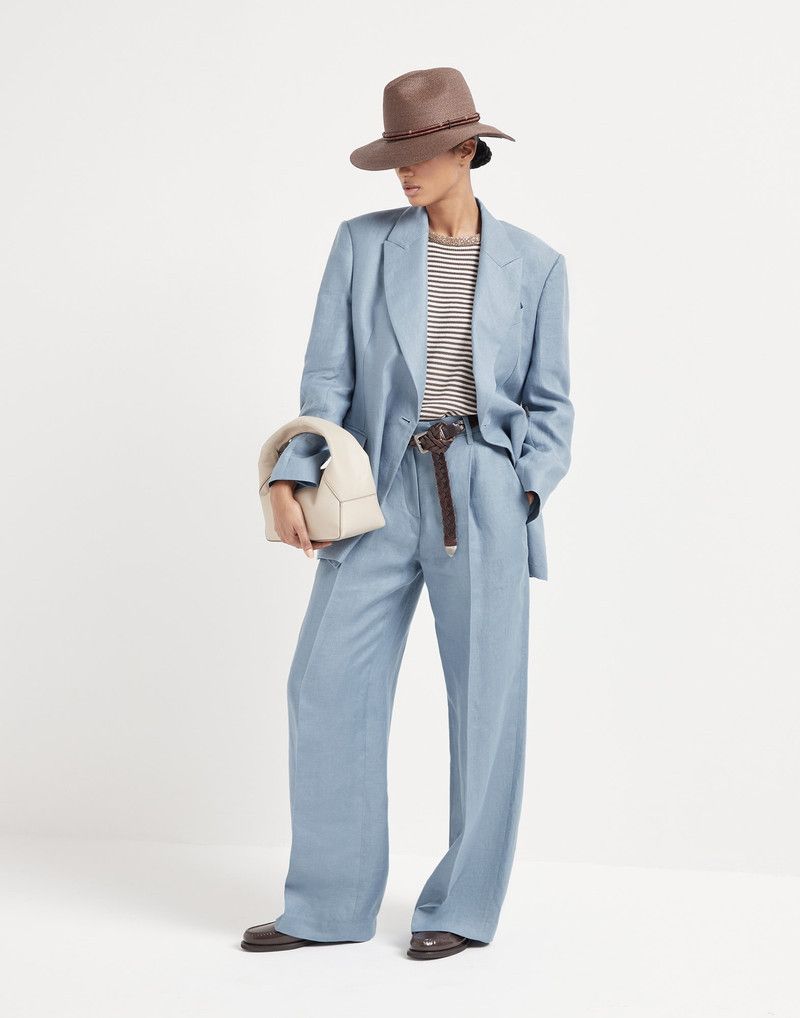 Brunello Cucinelli o1la1rc1a0326 Dyed Hemp And Linen Gabardine Blazer Blue Size M / US 6-8 / IT 42-44 - 5 Thumbnail