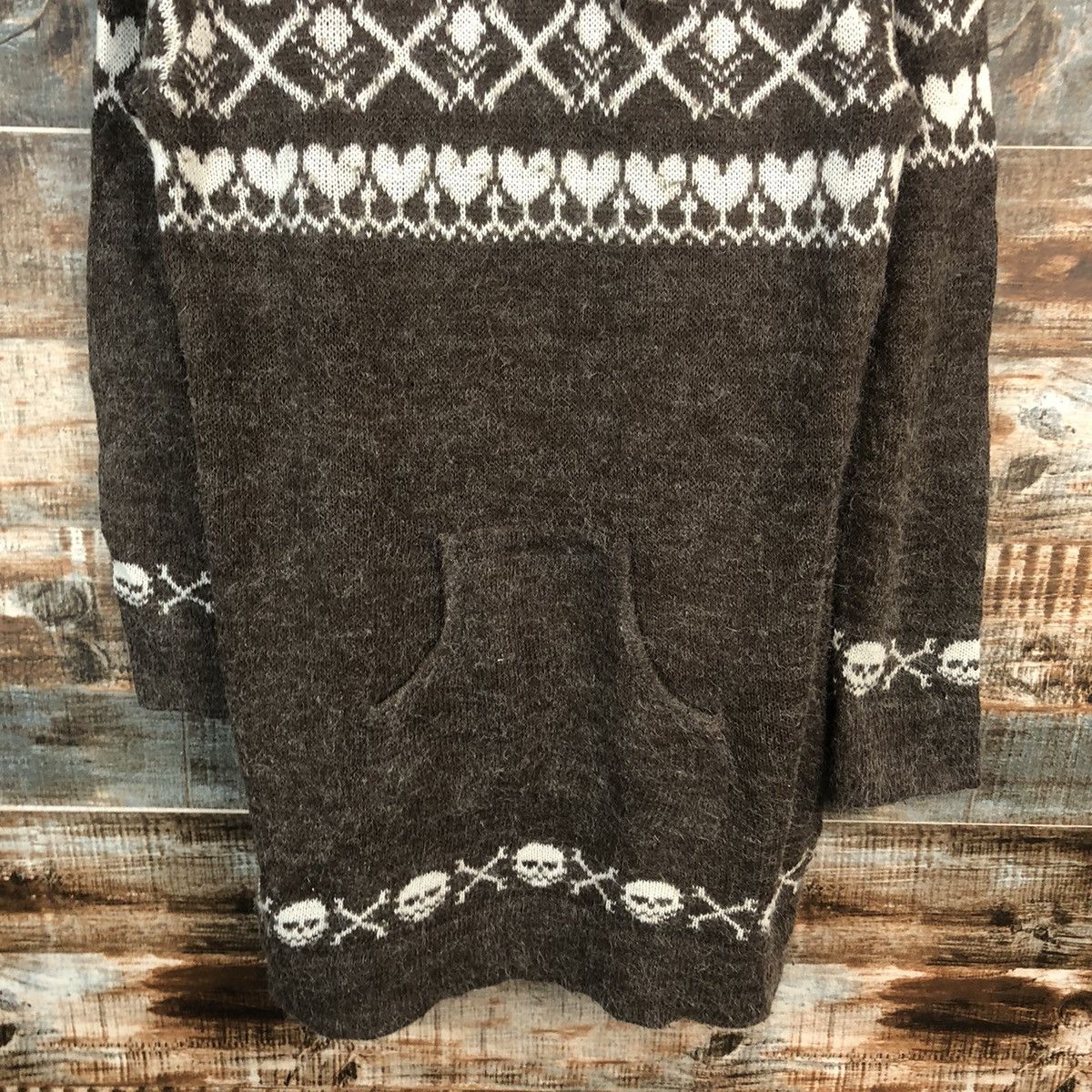 Homespun Knitwear × Japanese Brand DL Taji skull Black Hoodie Knitwear #C582 Size M / US 6-8 / IT 42-44 - 6 Thumbnail