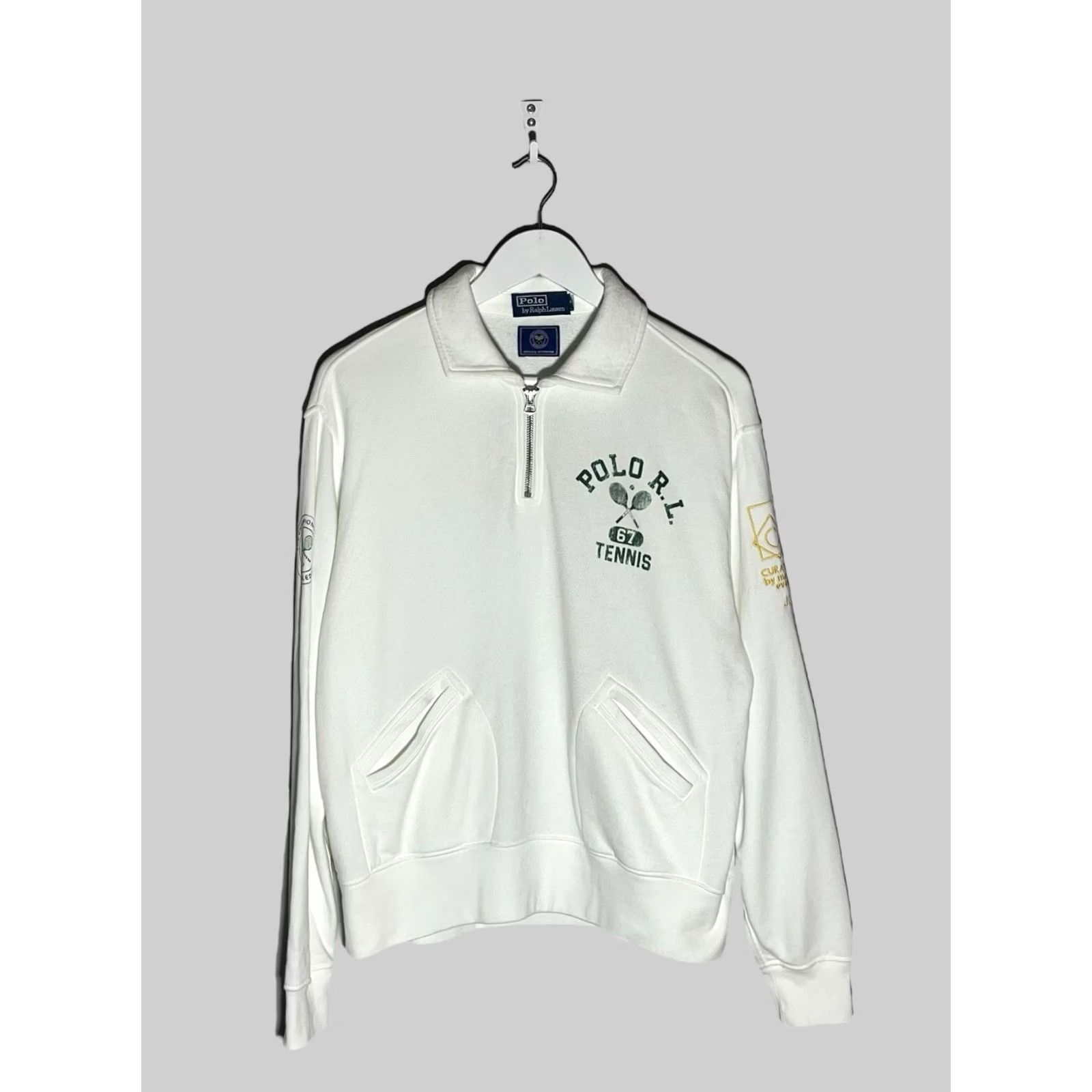 Ralph Lauren Ralph Lauren Polo Wimbledon Fleece Collared Sweater 1/4 Zip White M Mens Pullover Sweatshirt Cotton Knit Size US M / EU 48-50 / 2 - 2 Thumbnail