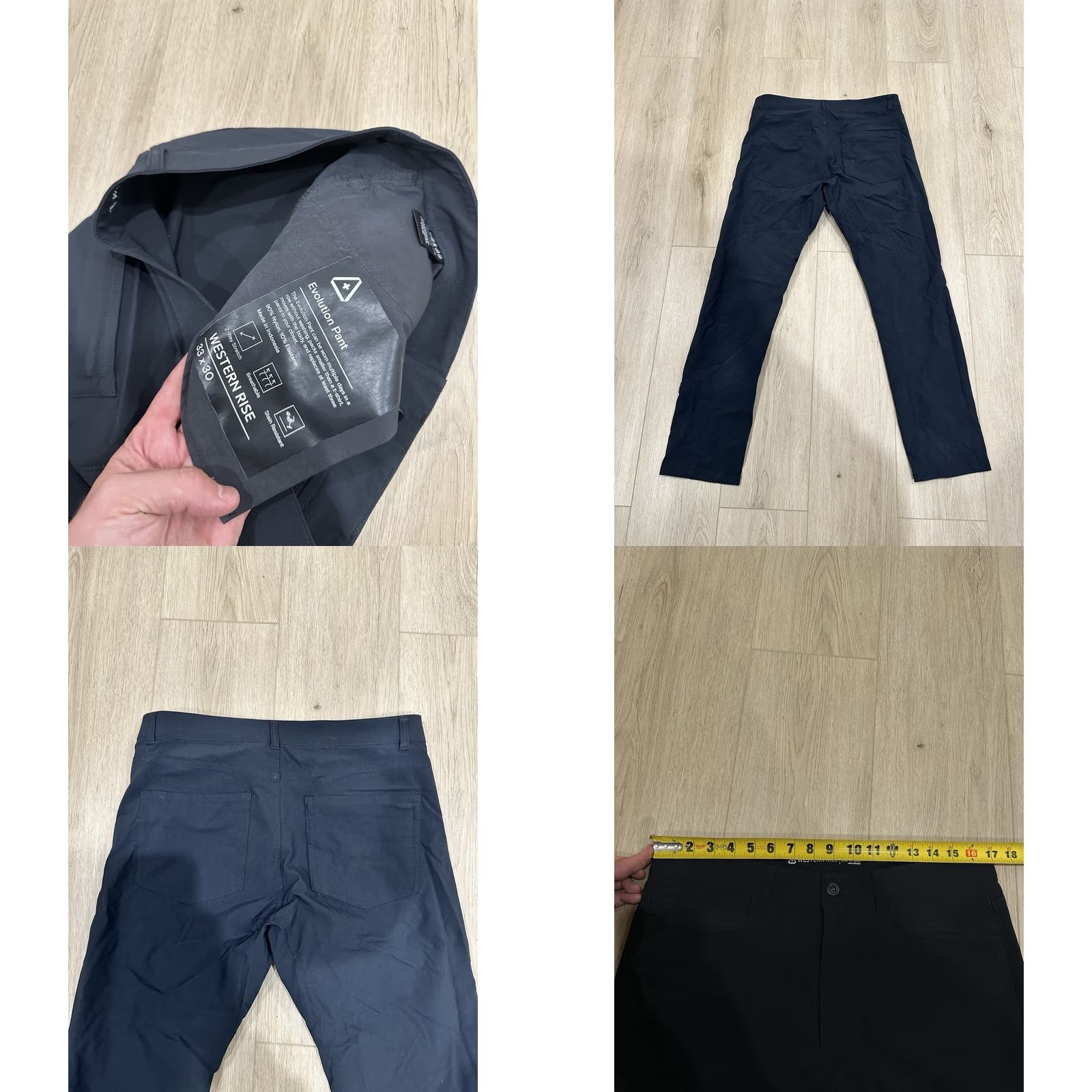 Vintage Western Rise Evolution Pants Mens 33x30 Black Chino Travel Casual Nylon Spandex Breathable Zip Pocket Straight 30 Inseam Regular Fit Mens Size US 33 - 8 Thumbnail