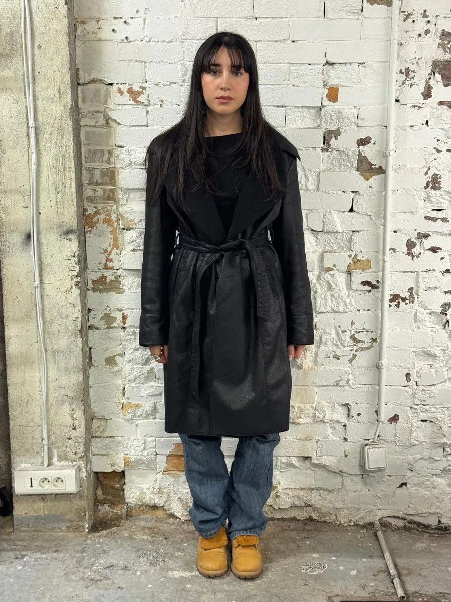 Balmain 2000s Balmain Black Faux Leather Trench Coat Size XS / US 0-2 / IT 36-38 - 2 Thumbnail