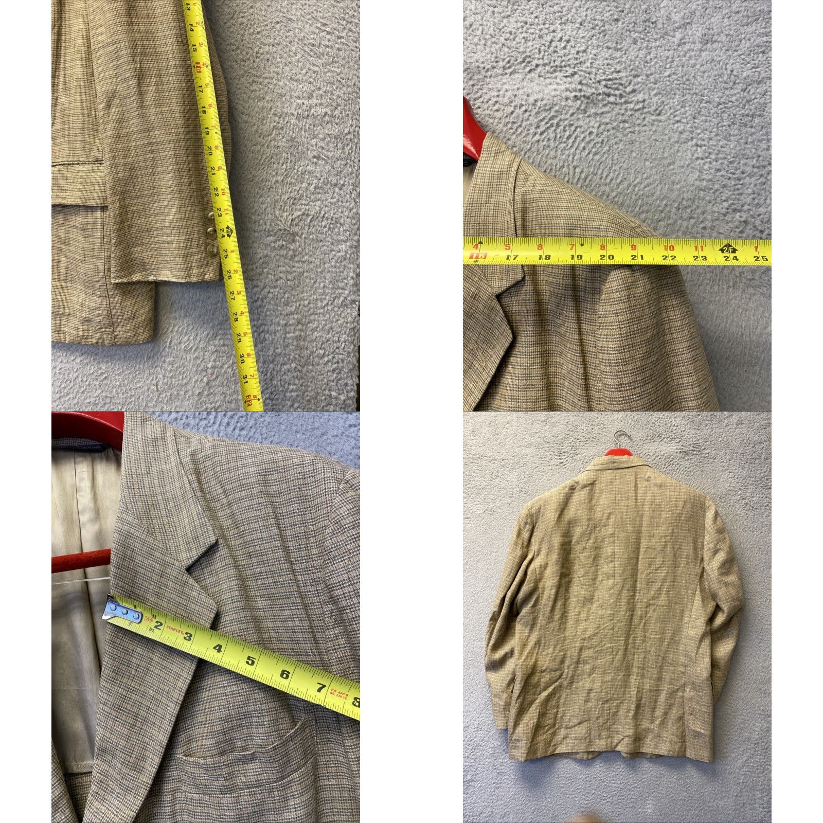 Banana Republic Banana Republic Khaki Linen Blazer Jacket Men’s 46R Plaid /0176 Blazer Casual Spring Notch Lapel 46 Mens Size 46R - 8 Thumbnail