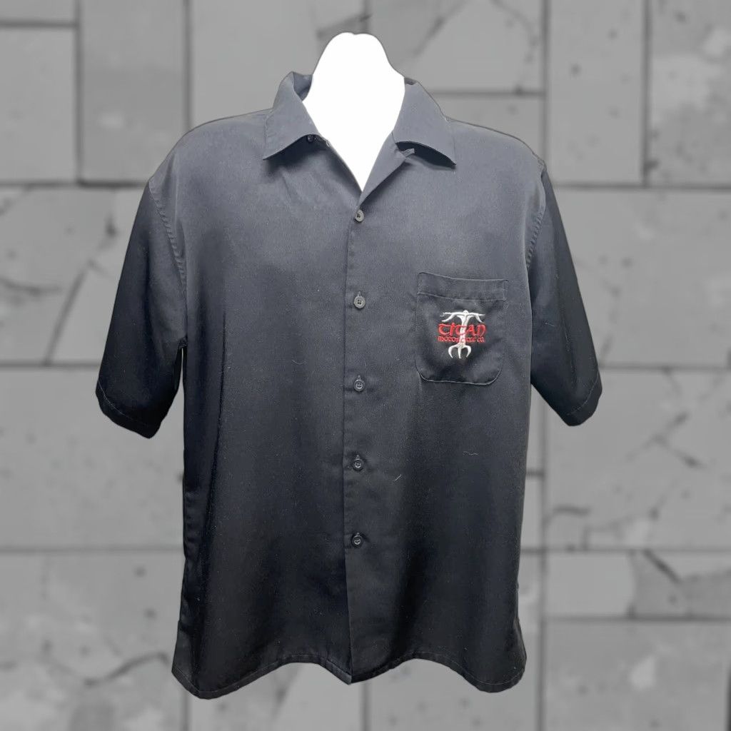 Vintage DragonFly Button-Down Shirt Mens M Black 100% Polyester Short Sleeve Shirt Size US M / EU 48-50 / 2 - 1 Thumbnail