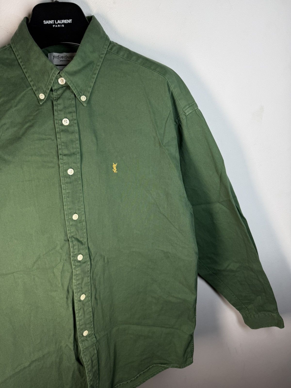 Yves Saint Laurent Green YSL Shirt Heavy Cotton YSL Denim Shirt Overshirt Size US M / EU 48-50 / 2 - 6 Thumbnail
