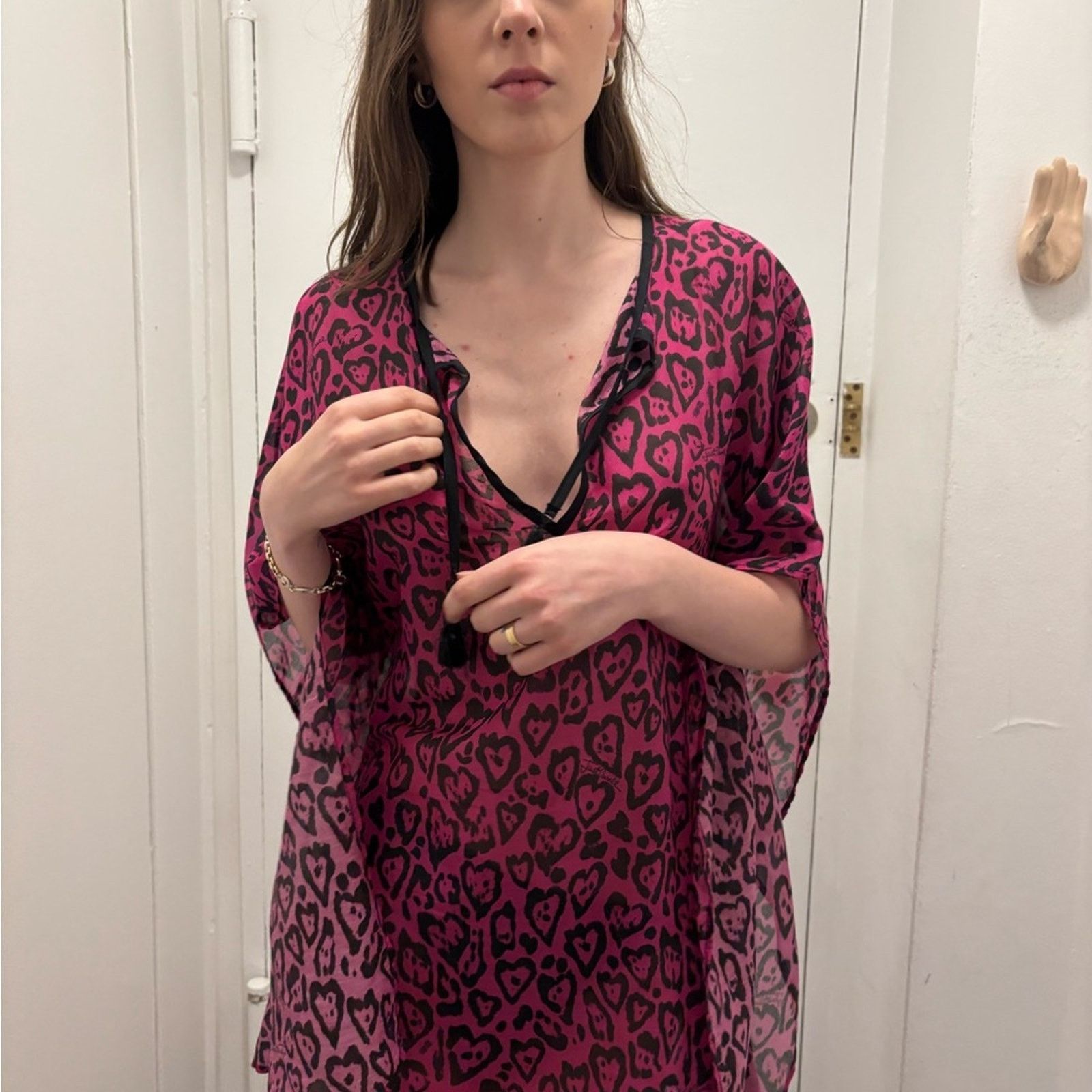 Just Cavalli NWT Just Cavalli Fuchsia Leopard kaftan cover up beachwear S Size ONE SIZE - 1 Thumbnail
