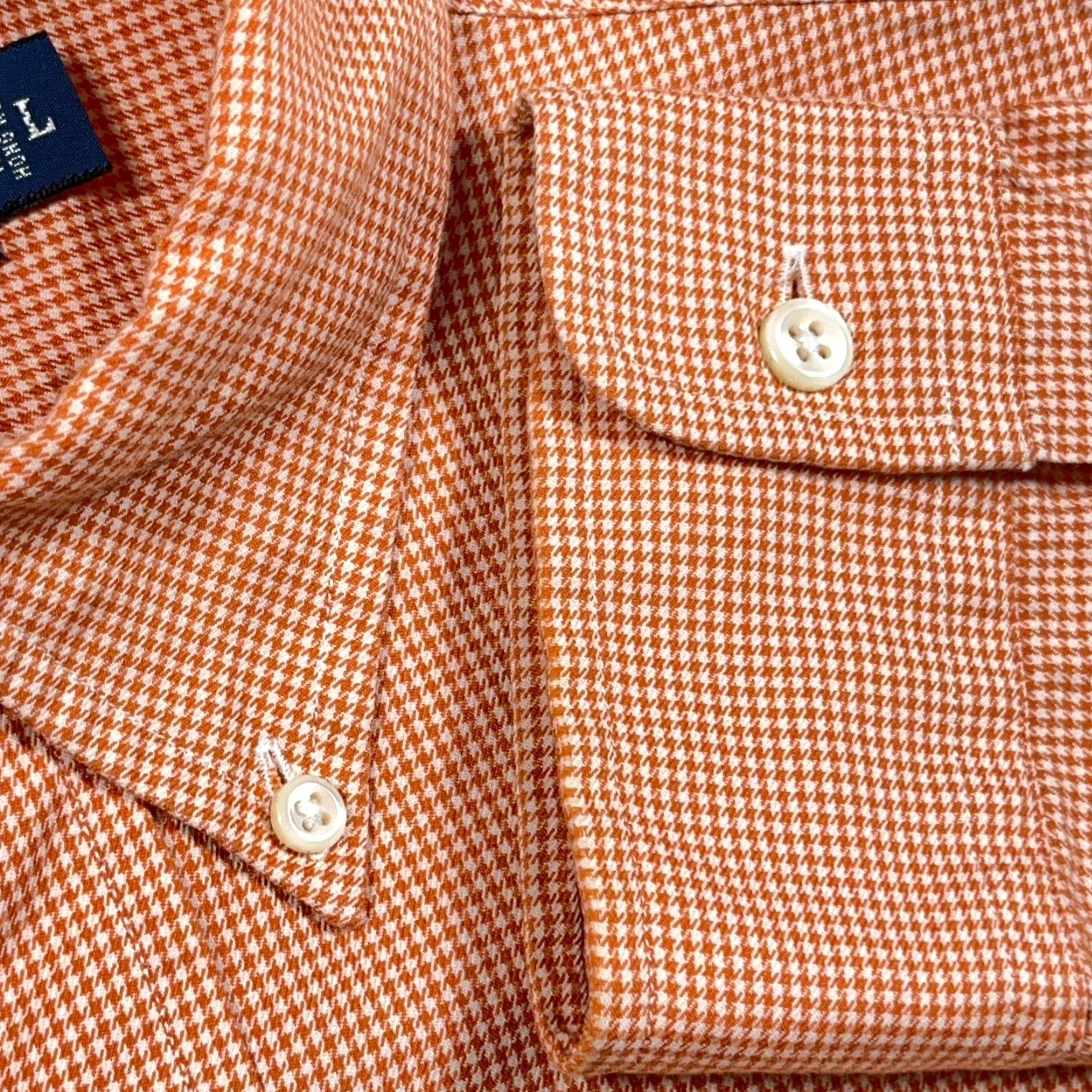 Ralph Lauren Ralph Lauren Shirt Men Large Orange Houndstooth Plaid Button-Up Classic Fit Dres Size 42R - 5 Thumbnail
