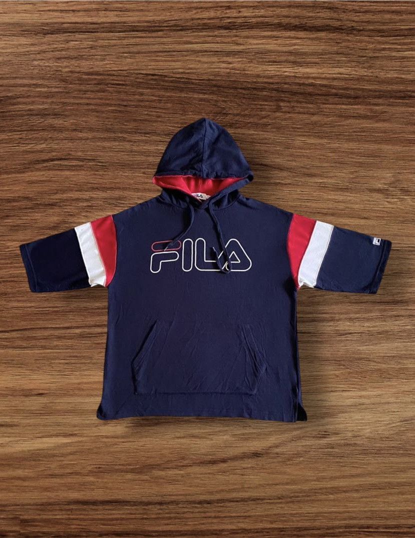 Fila Big Logo Spellout Striped Two Tone Color Hoodie