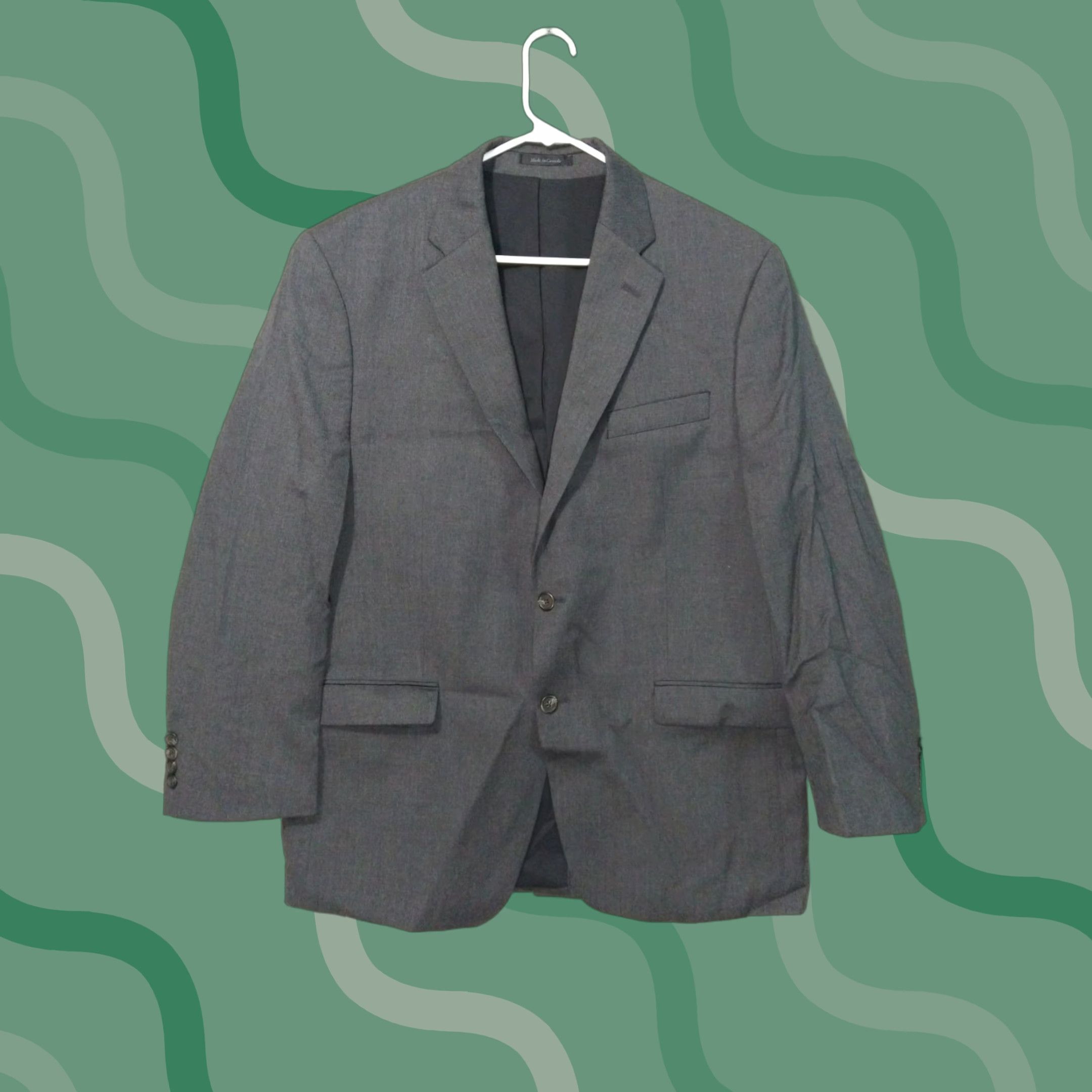 Ralph Lauren VINTAGE Ralph Lauren Blazer Mens 44R Gray Wool Tweed 2 Button Preppy Size 44R - 1 Thumbnail